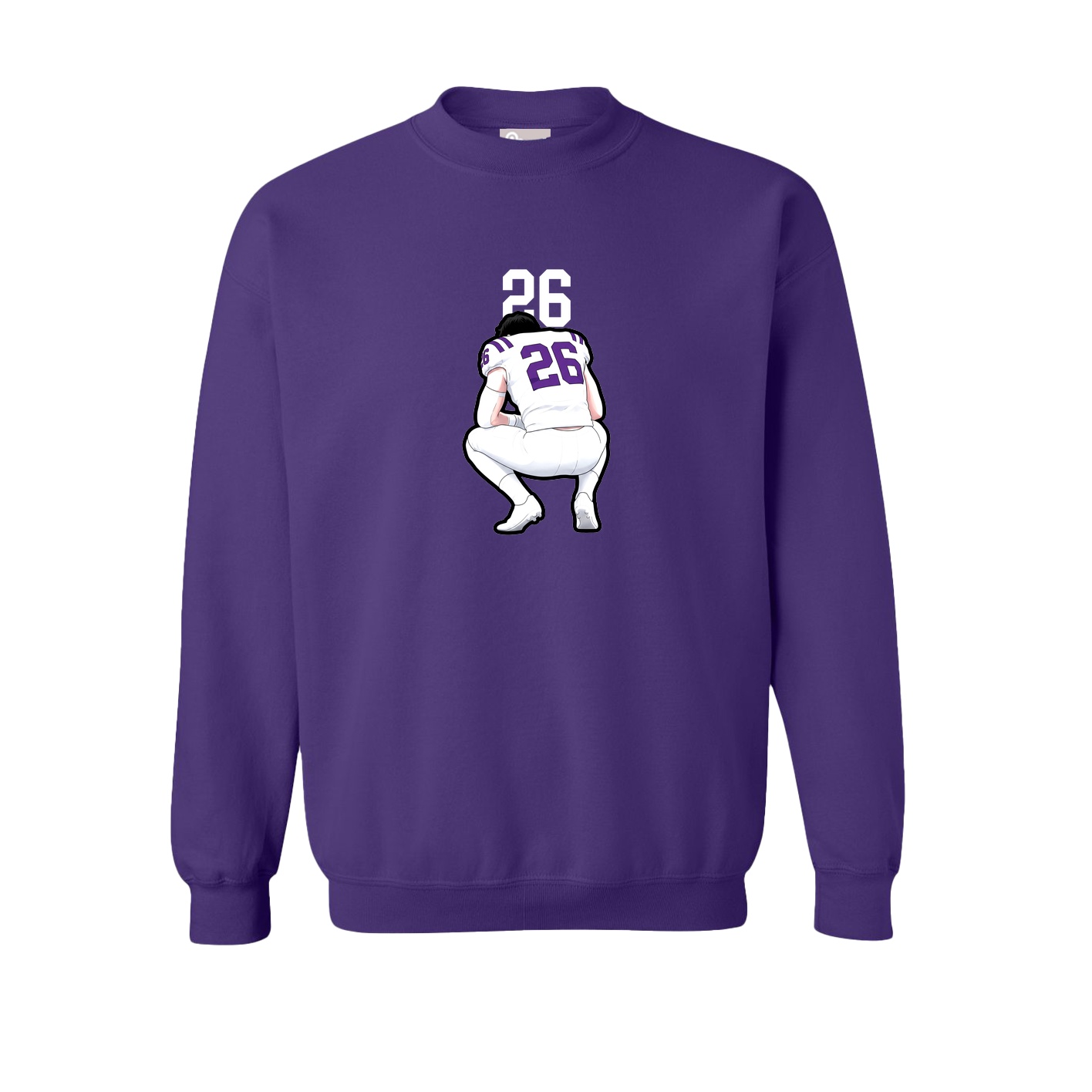 Fleece Crew — Number Top in Purple