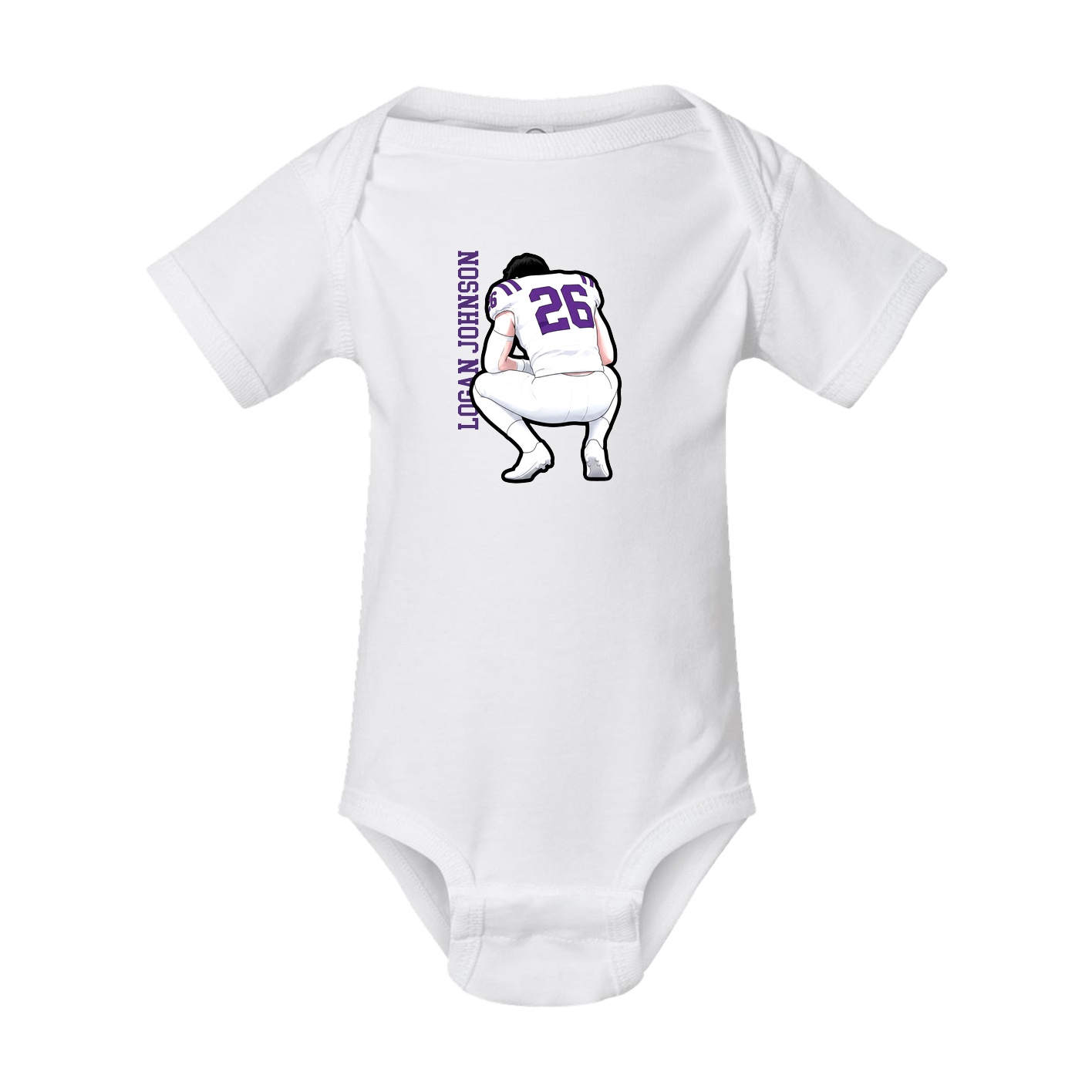 Baby Onesie — Name Vertical in White