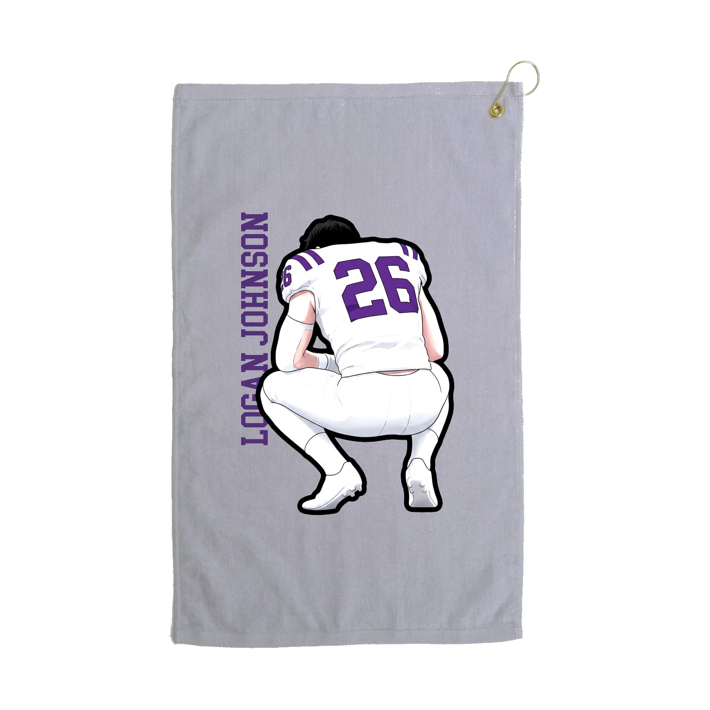 Golf Towel — Name Vertical in Grey