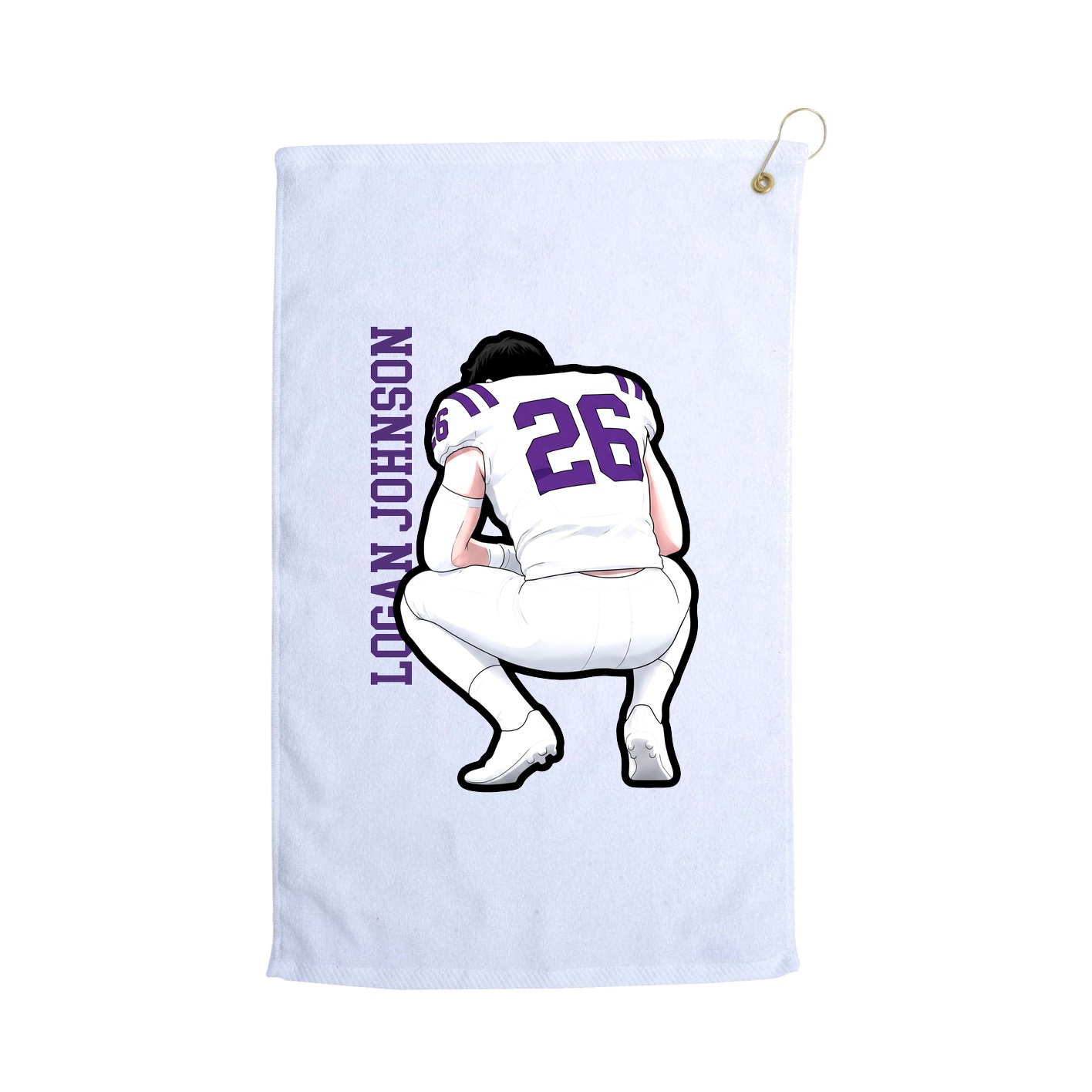 Golf Towel — Name Vertical in White