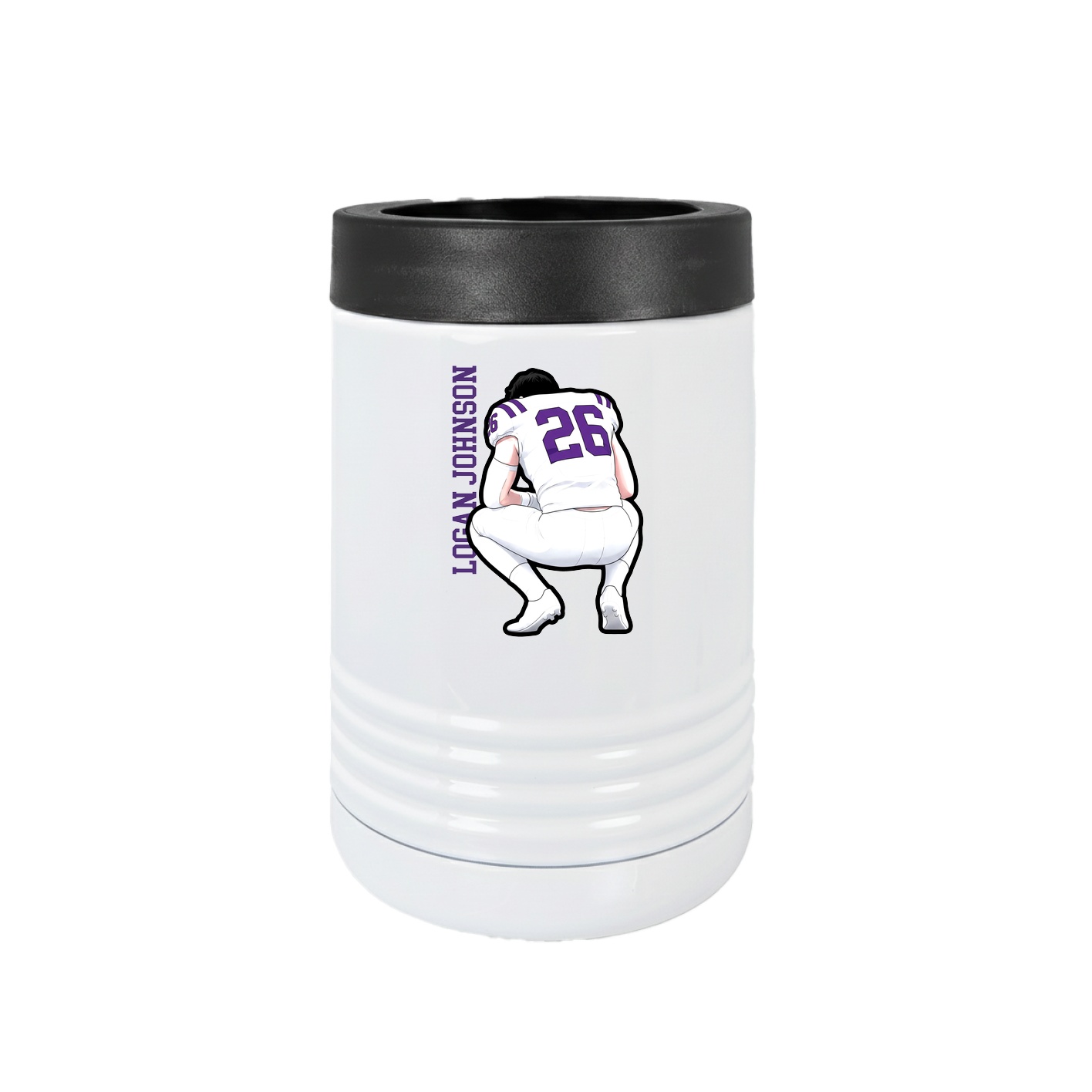 Beverage Holder — Name Vertical in White