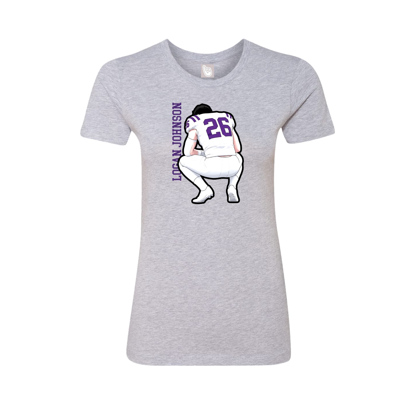 Fitted Women's Tee — Name Vertical in Grey