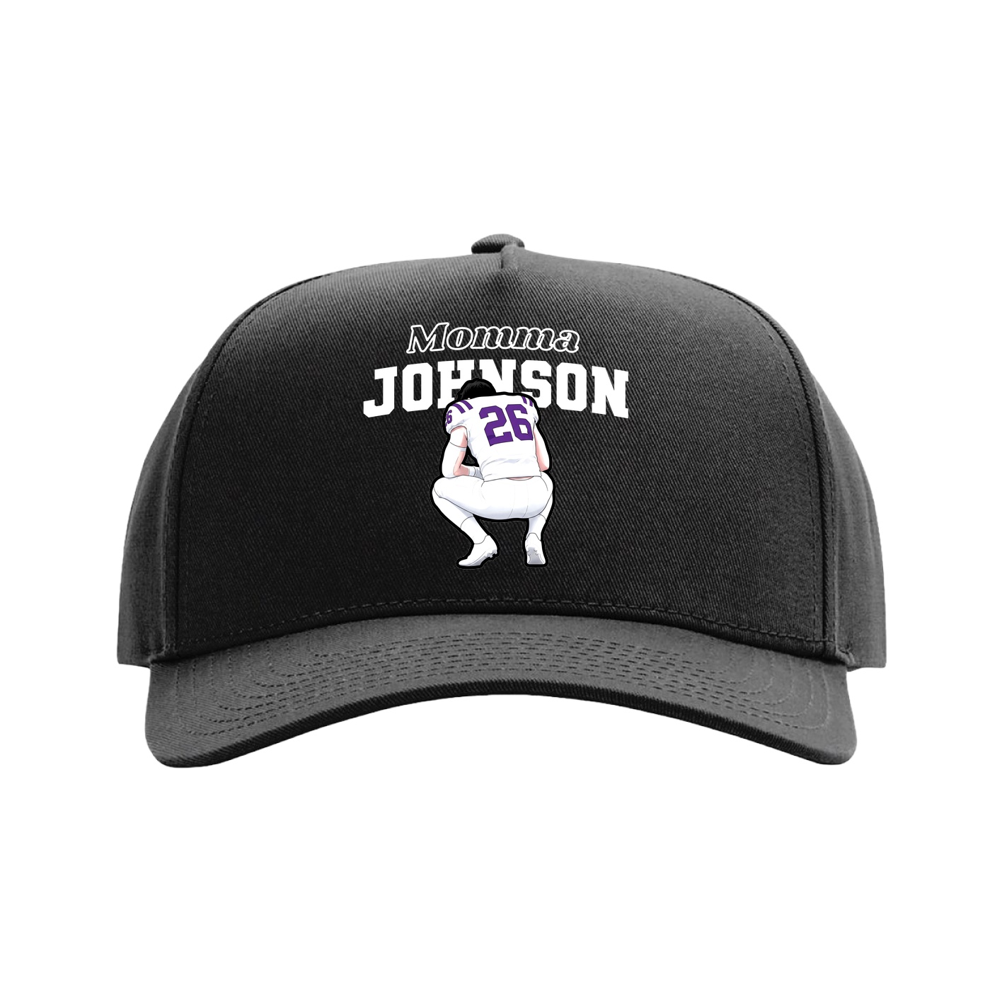 Full Fabric Five-Panel Champ Cap — Mothers Day Block in Black