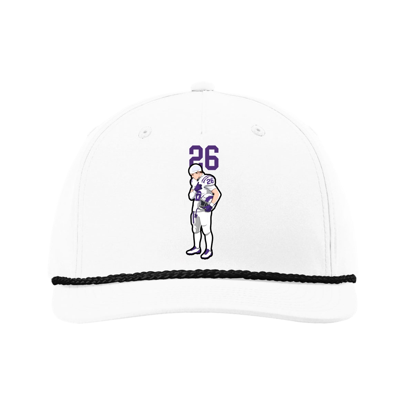 Five-Panel Classic Rope Cap — Number Top in White