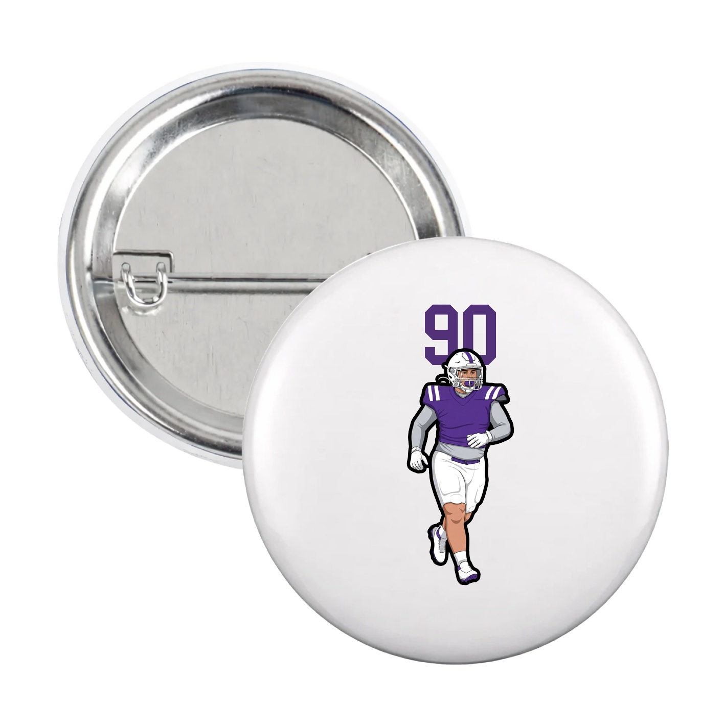 Game Day Button — Number Top in White