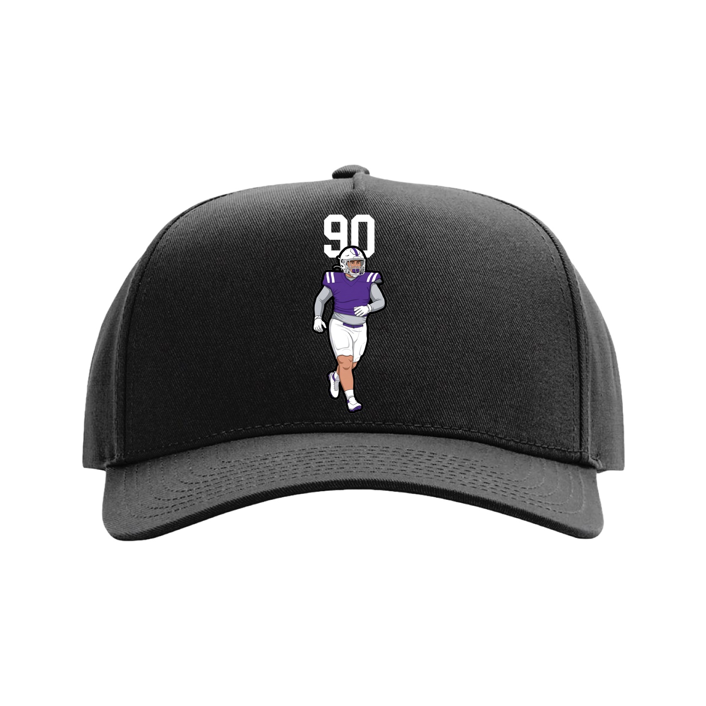 Full Fabric Five-Panel Champ Cap — Number Top in Black