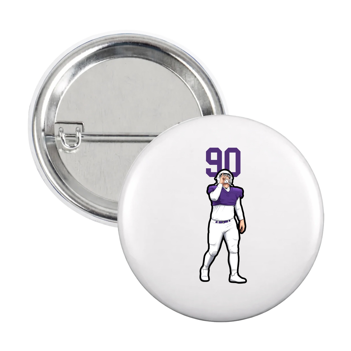 Game Day Button — Number Top in White