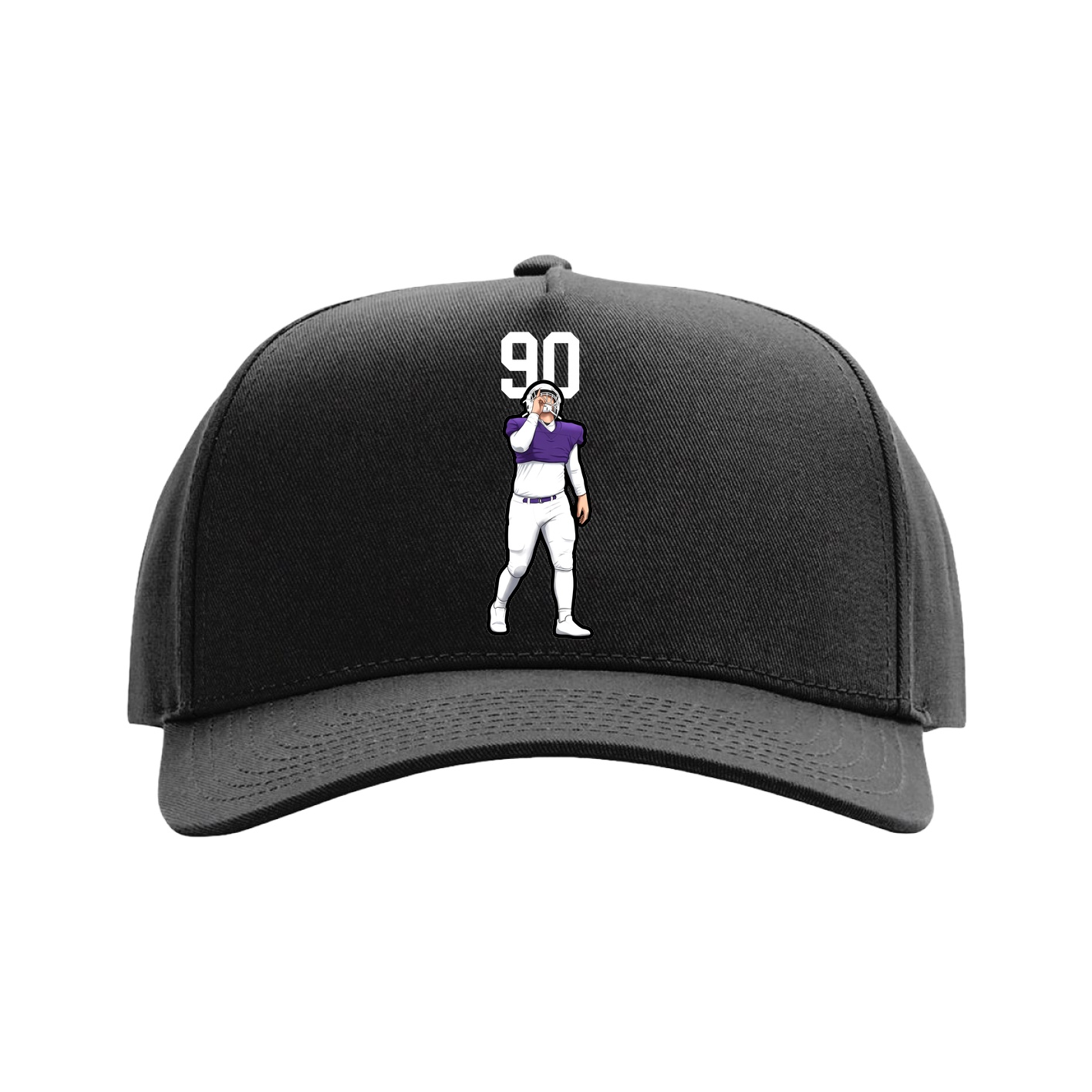 Full Fabric Five-Panel Champ Cap — Number Top in Black