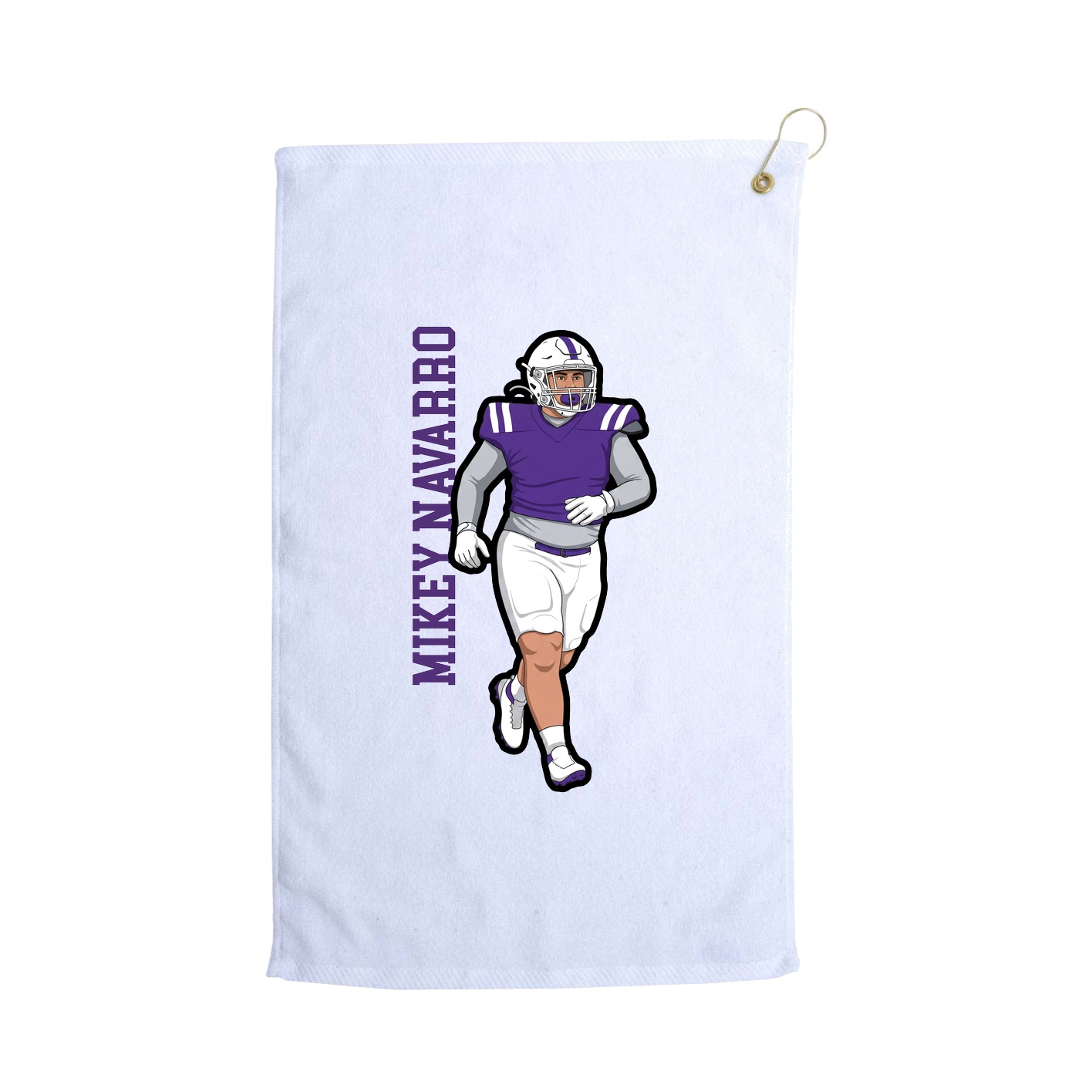 Golf Towel — Name Vertical in White