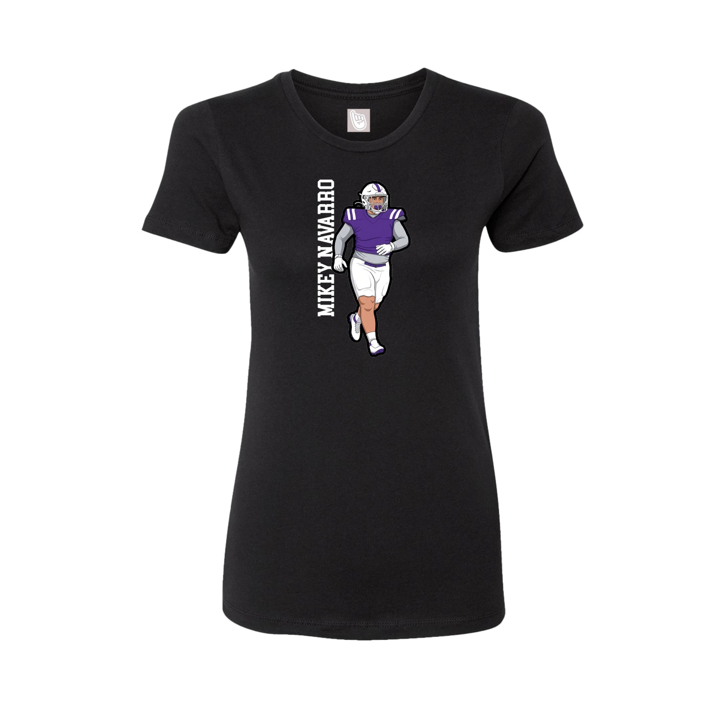 Fitted Women's Tee — Name Vertical in Black