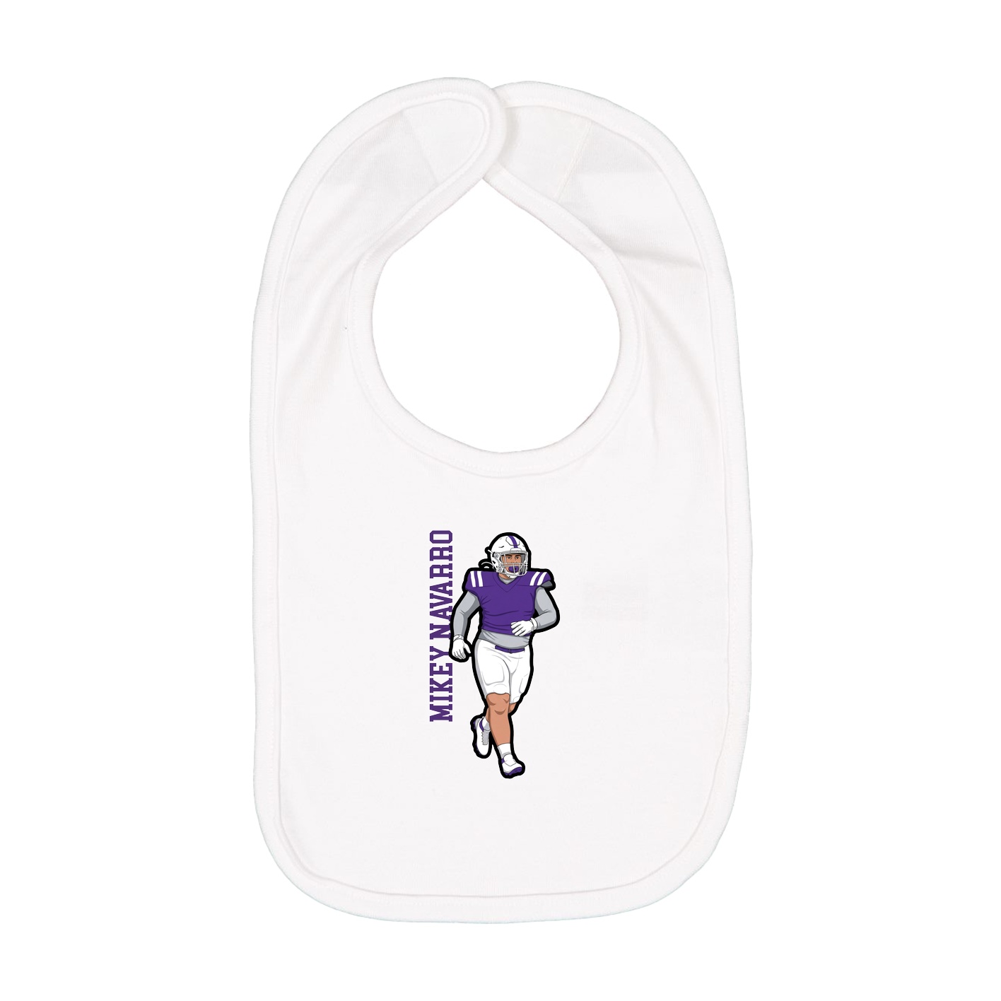 Infant Bib — Name Vertical in White
