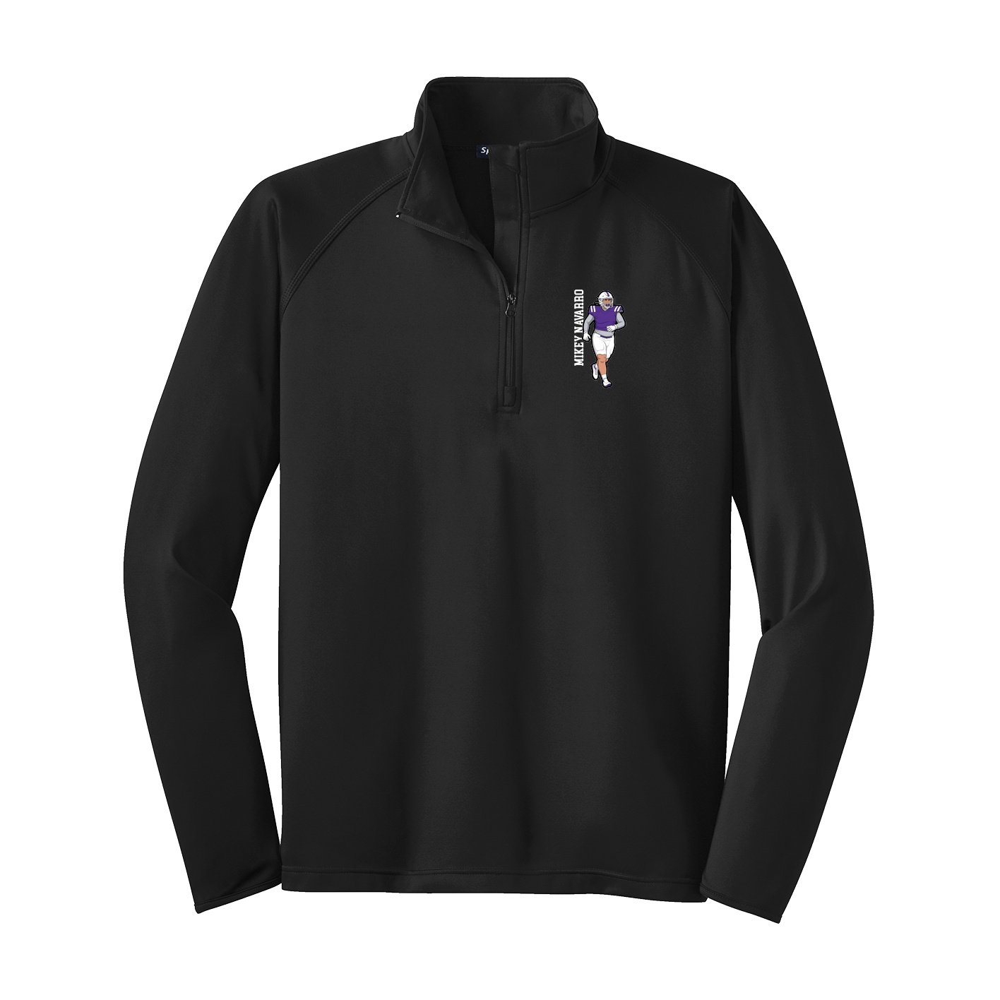 Q-Zip Pullover — Name Vertical in Black