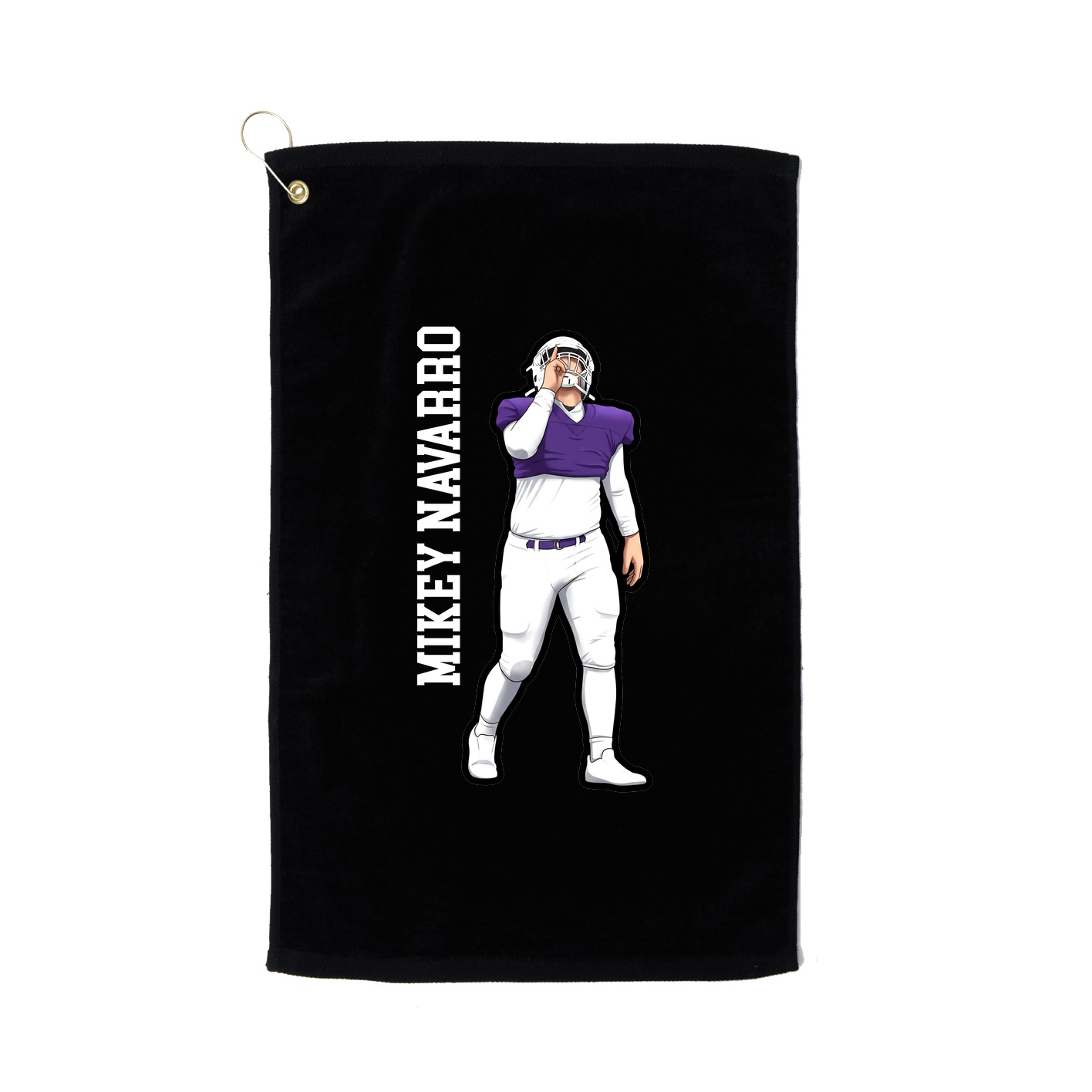 Golf Towel — Name Vertical in Black