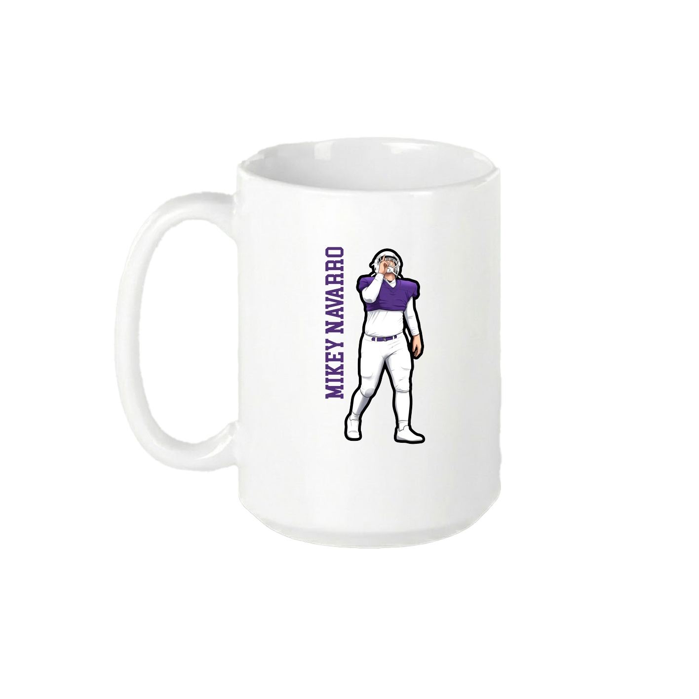 15oz Coffee Mug — Name Vertical in White