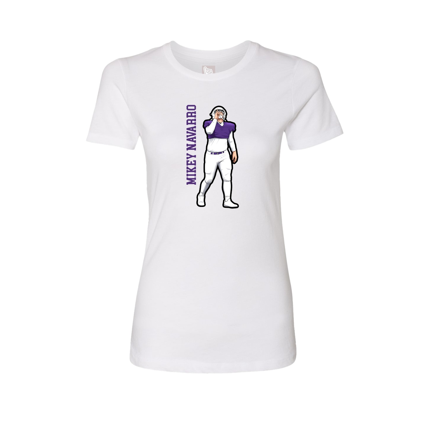 Fitted Women's Tee — Name Vertical in White