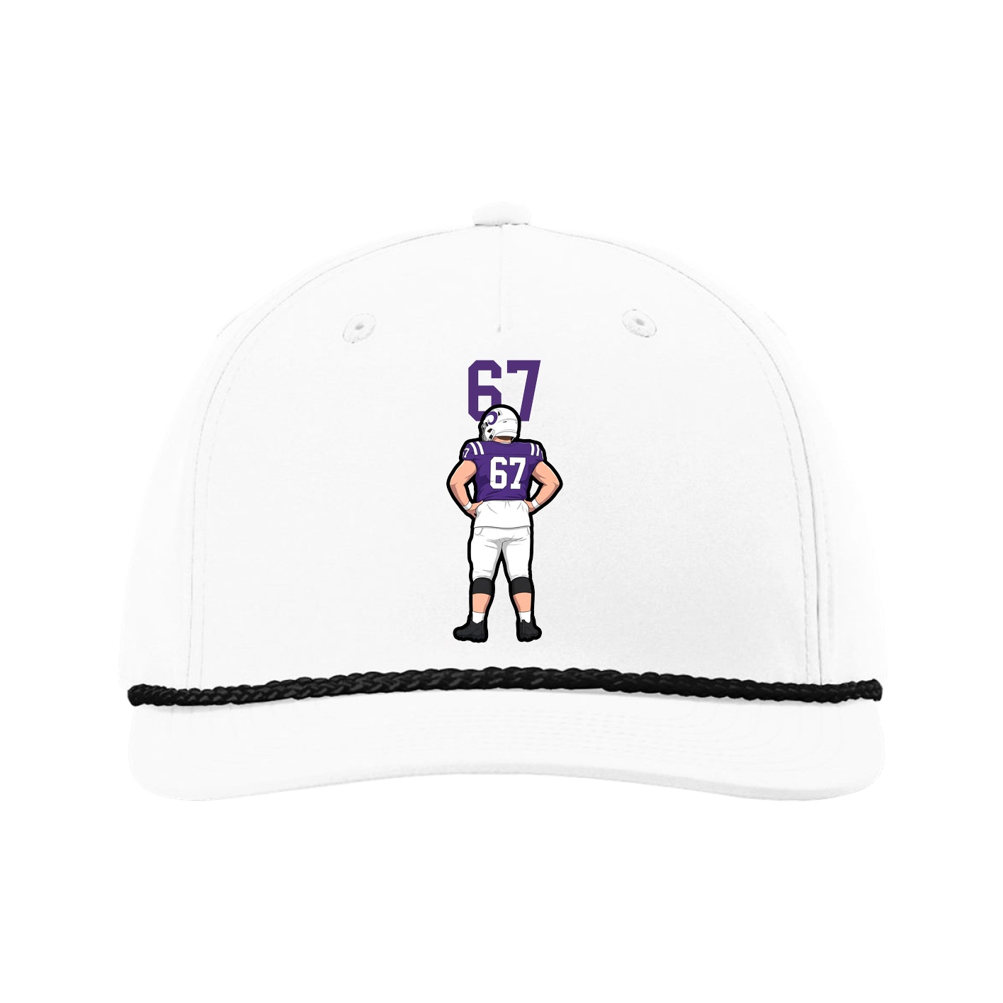 Five-Panel Classic Rope Cap — Number Top in White