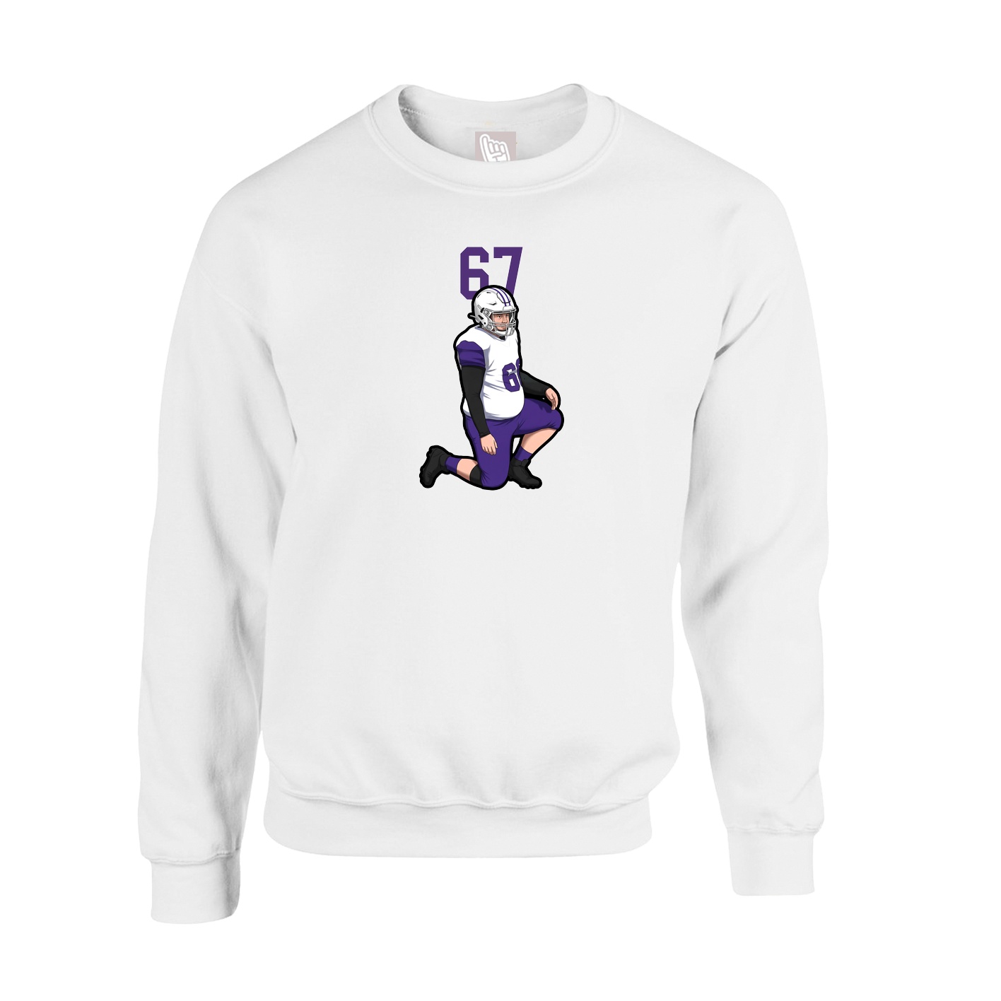 Fleece Crew — Number Top in White