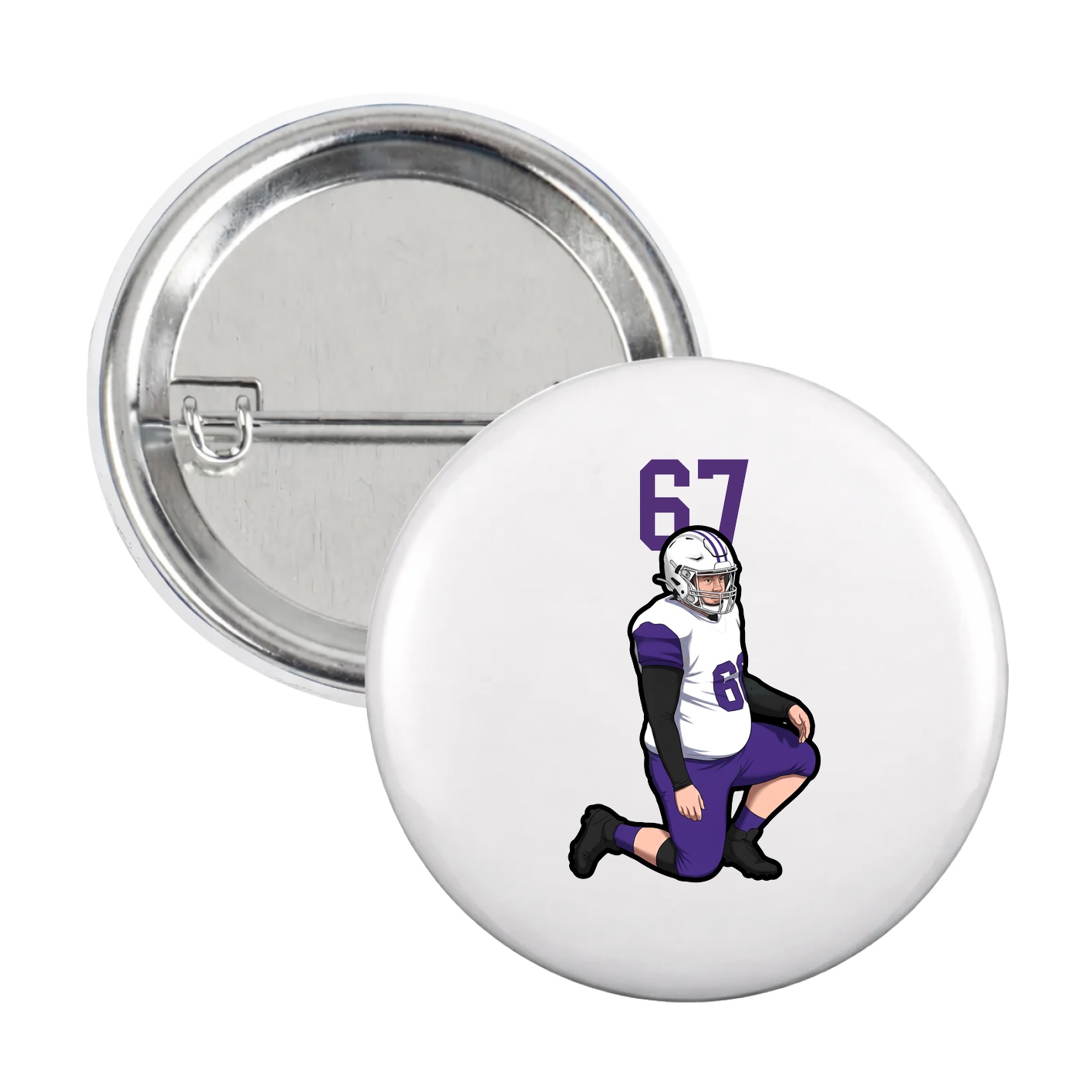 Game Day Button — Number Top in White