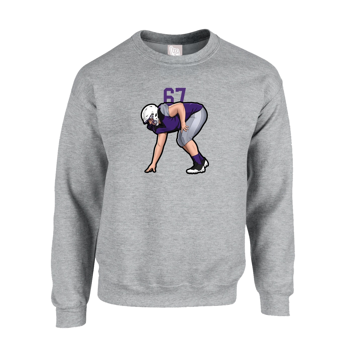 Fleece Crew — Number Top in Grey