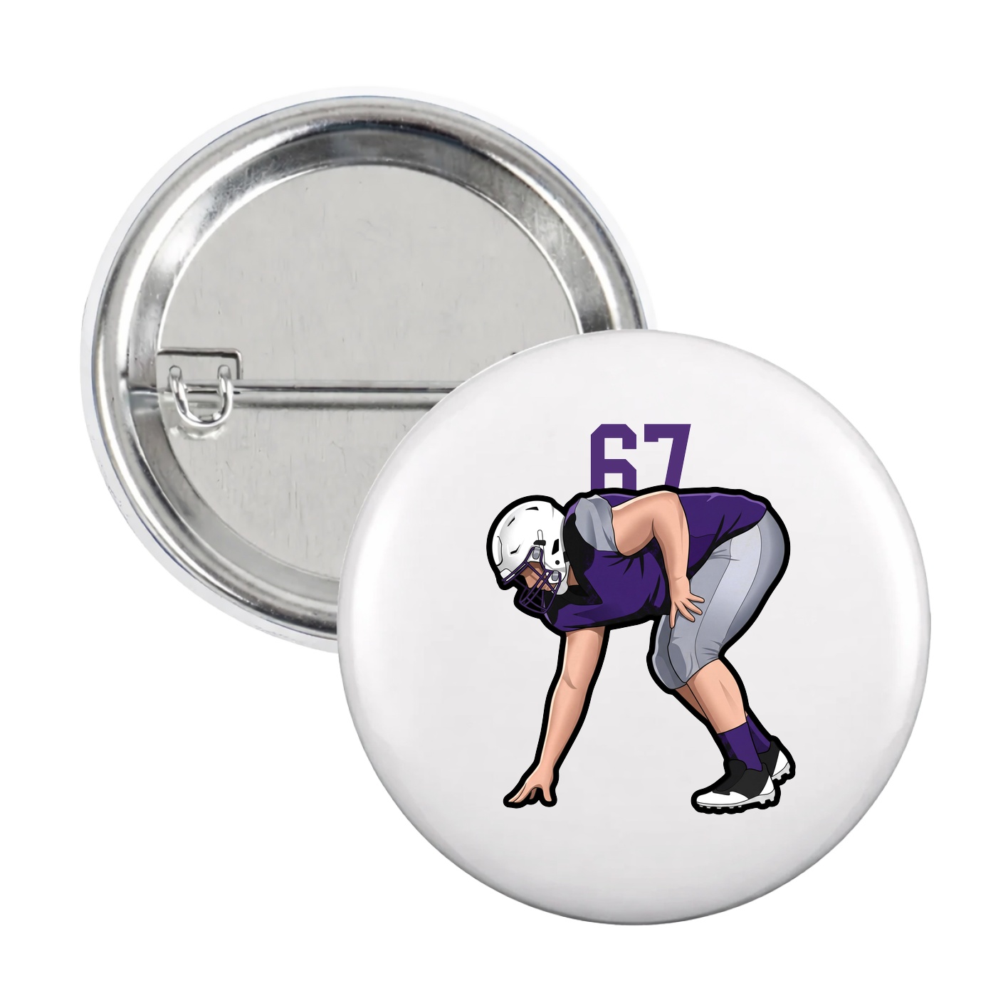 Game Day Button — Number Top in White