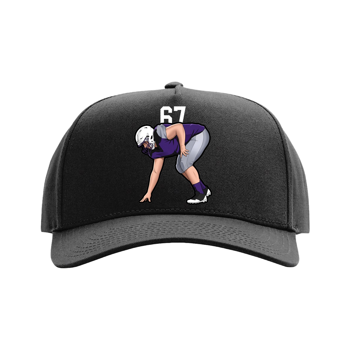 Full Fabric Five-Panel Champ Cap — Number Top in Black