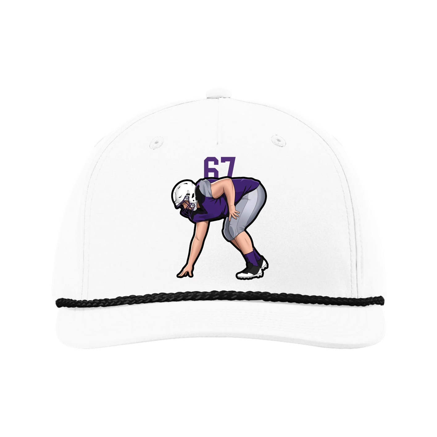 Five-Panel Classic Rope Cap — Number Top in White