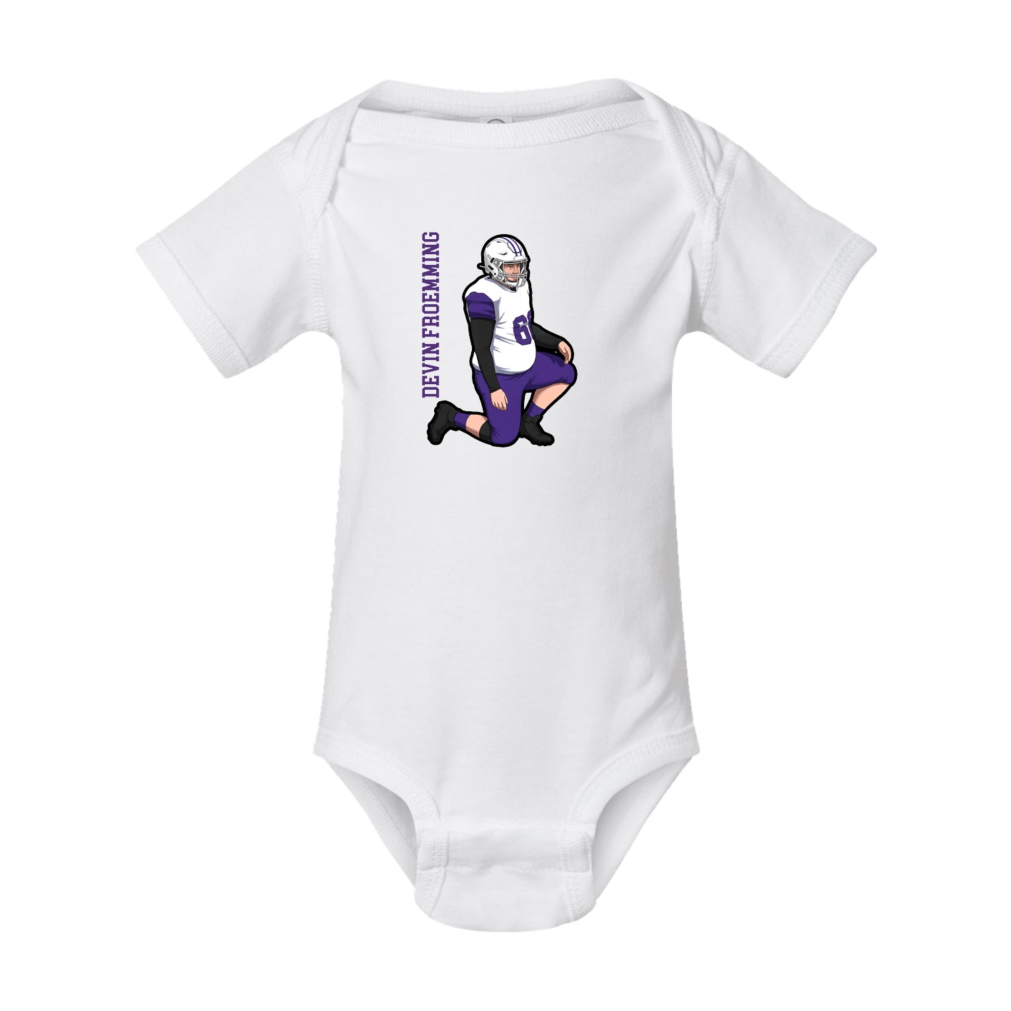 Baby Onesie — Name Vertical in White