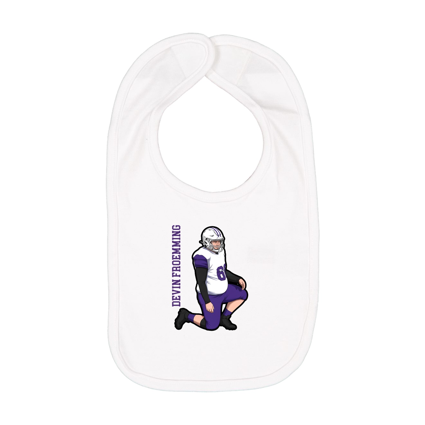 Infant Bib — Name Vertical in White