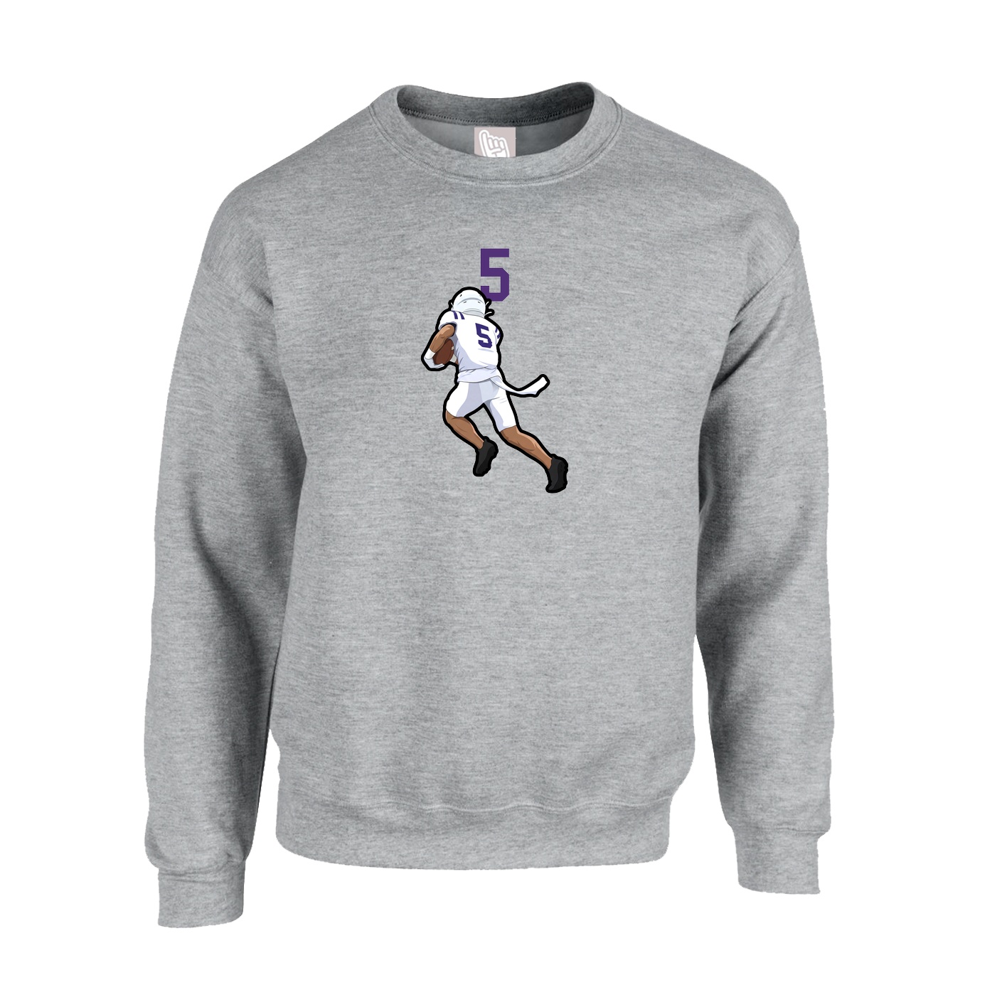 Fleece Crew — Number Top in Grey