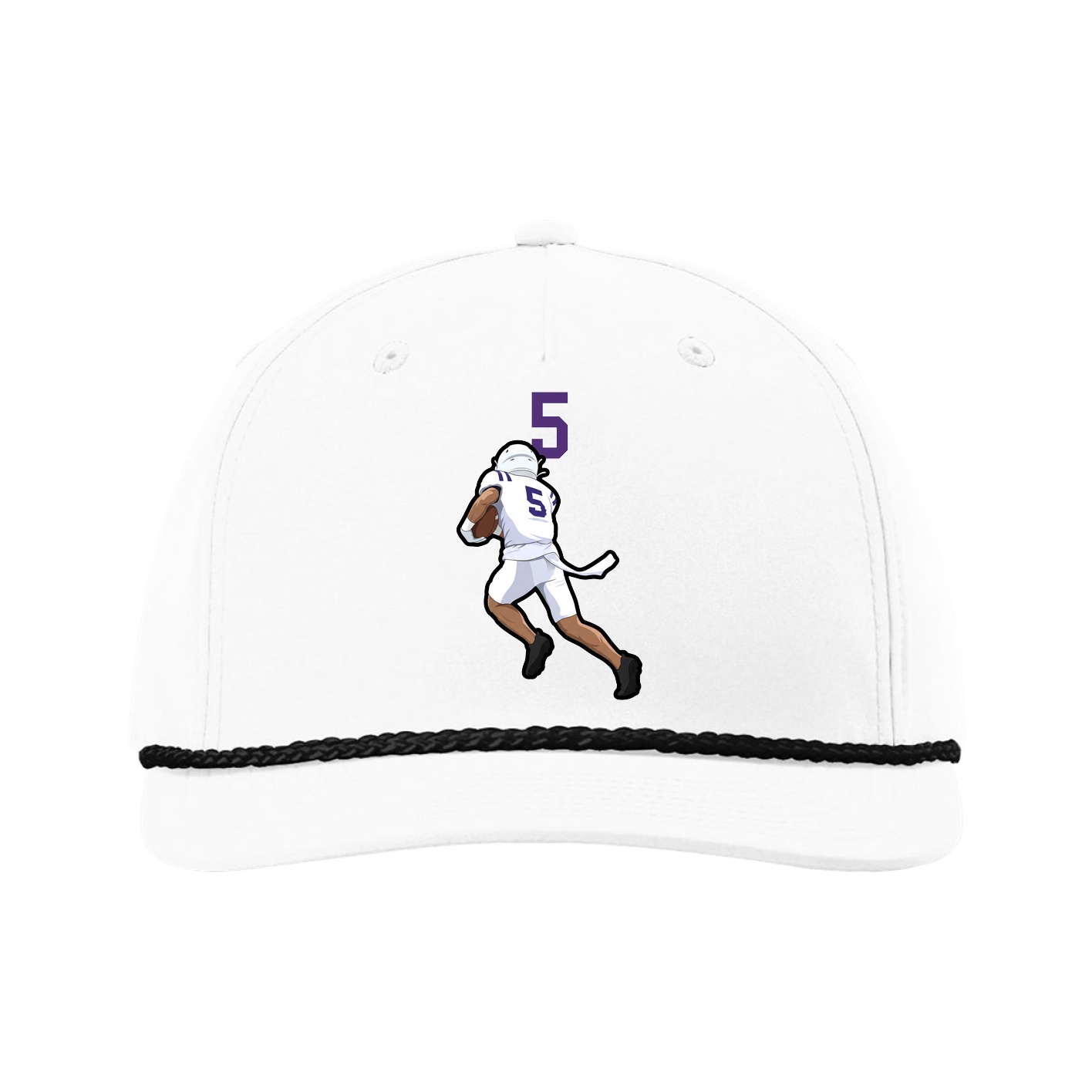 Five-Panel Classic Rope Cap — Number Top in White