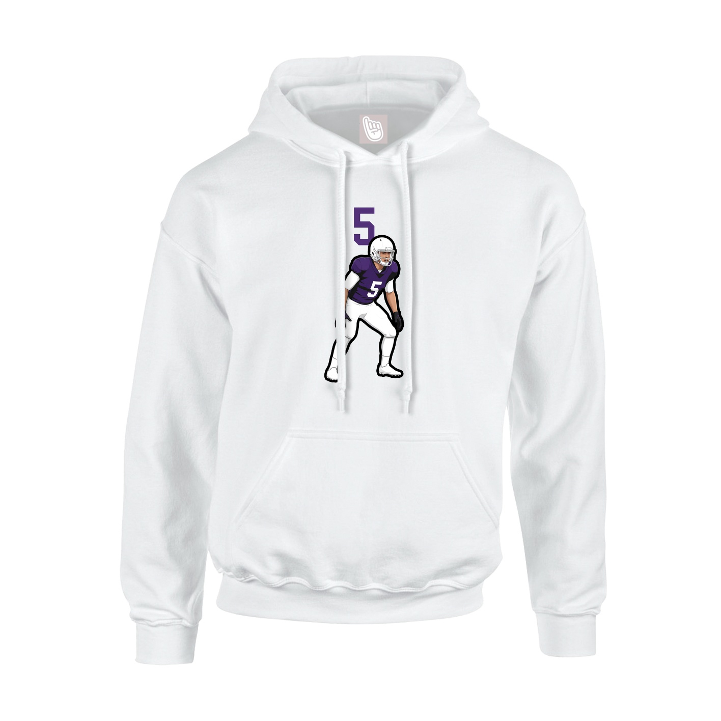 Youth Hoodie — Number Top in White