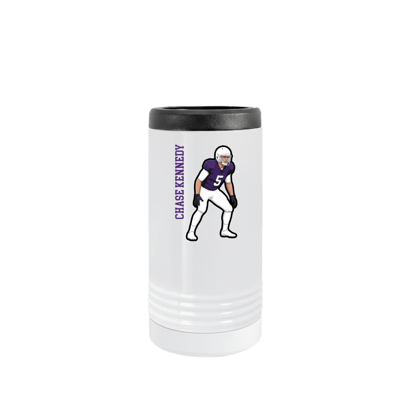 Slim Beverage Holder — Name Vertical in White