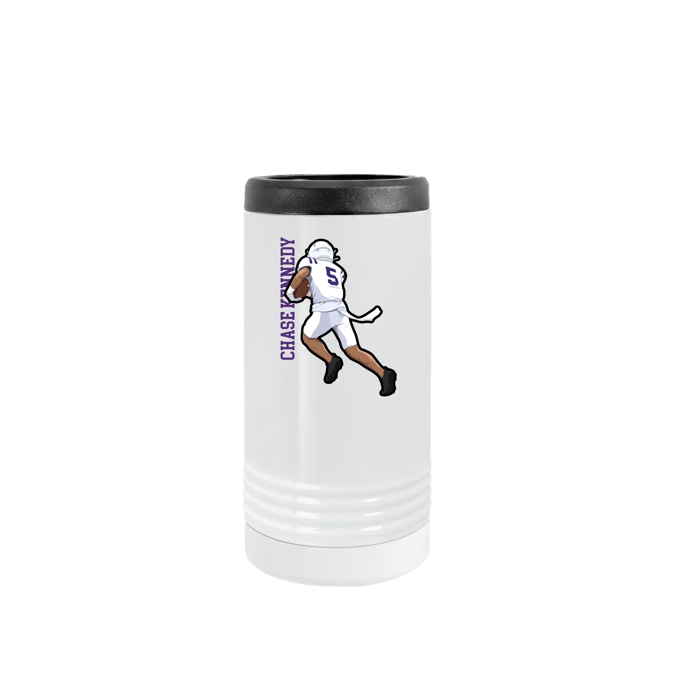Slim Beverage Holder — Name Vertical in White