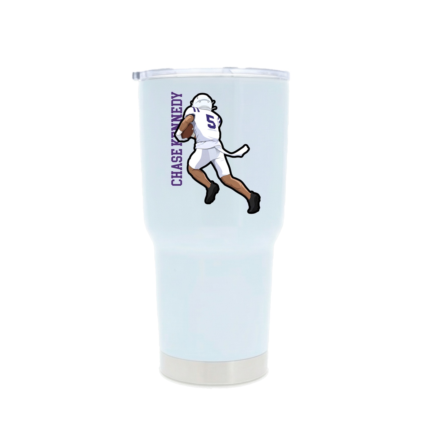 30oz Stainless Steel Tumbler — Name Vertical in White