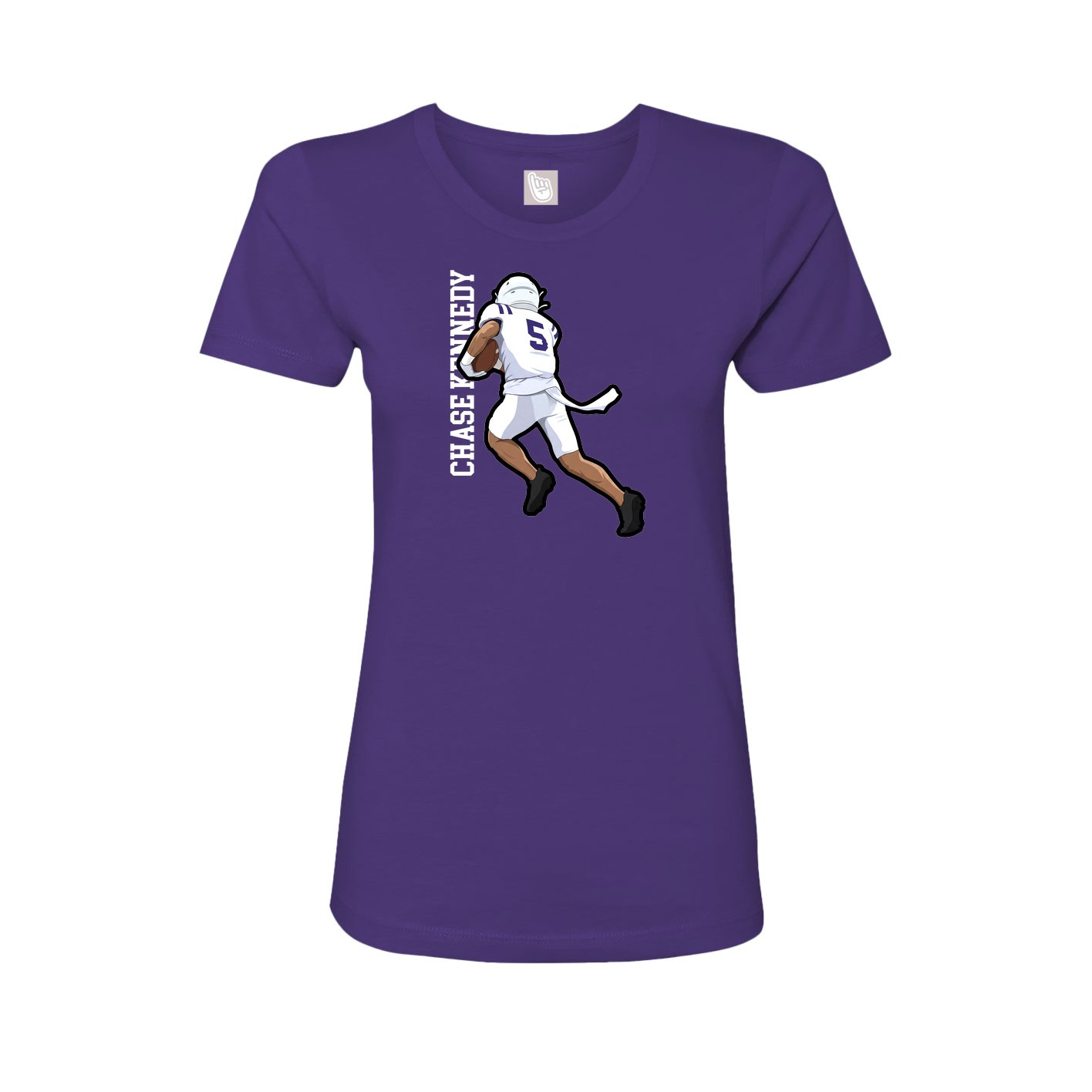 Fitted Women's Tee — Name Vertical in Purple