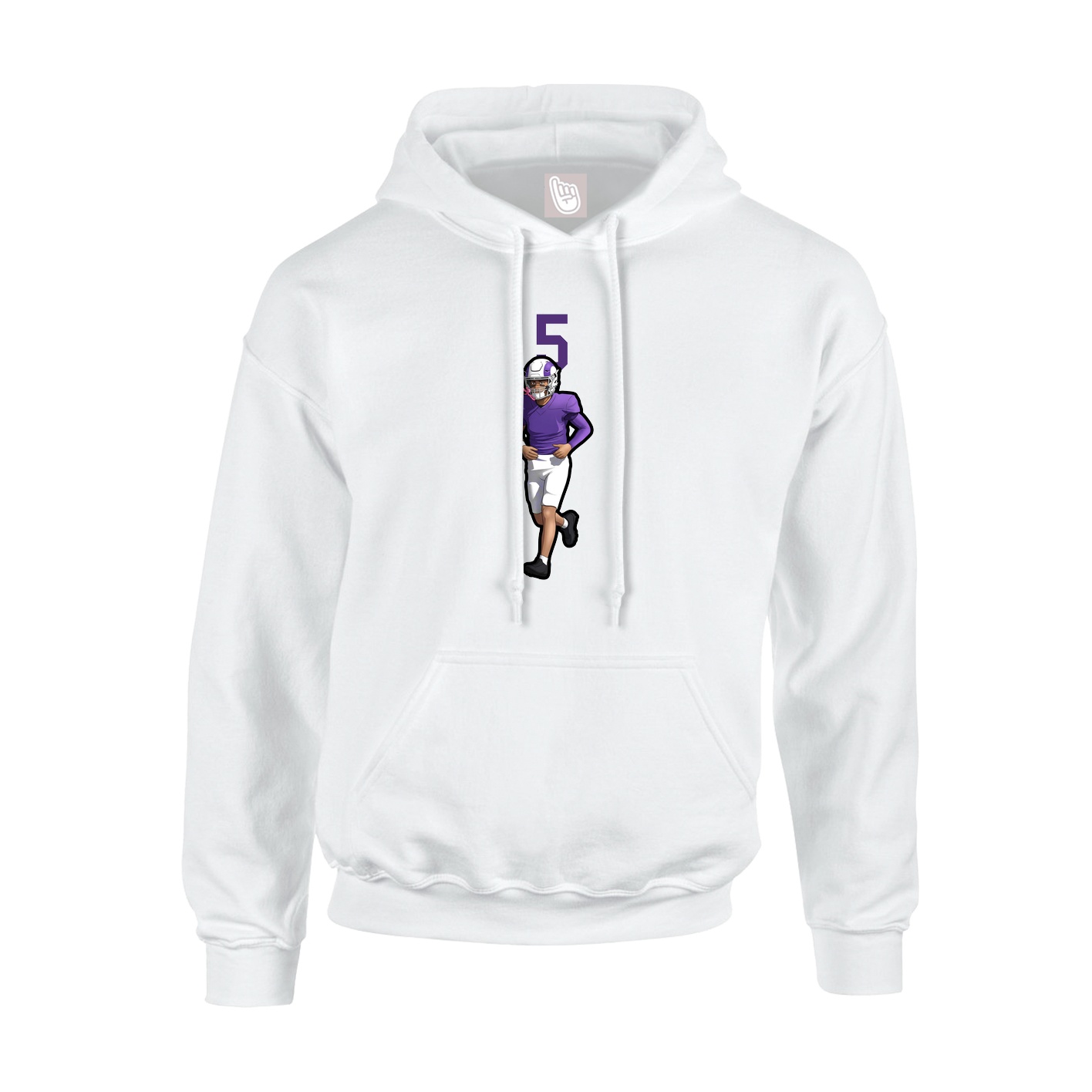 Youth Hoodie — Number Top in White