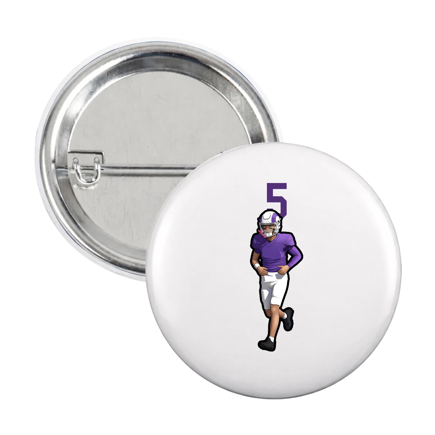 Game Day Button — Number Top in White