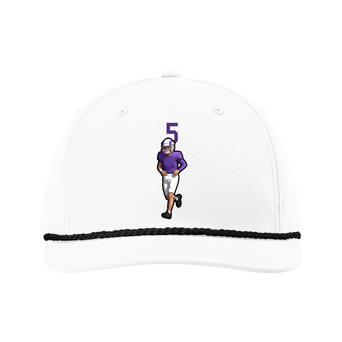Five-Panel Classic Rope Cap — Number Top in White