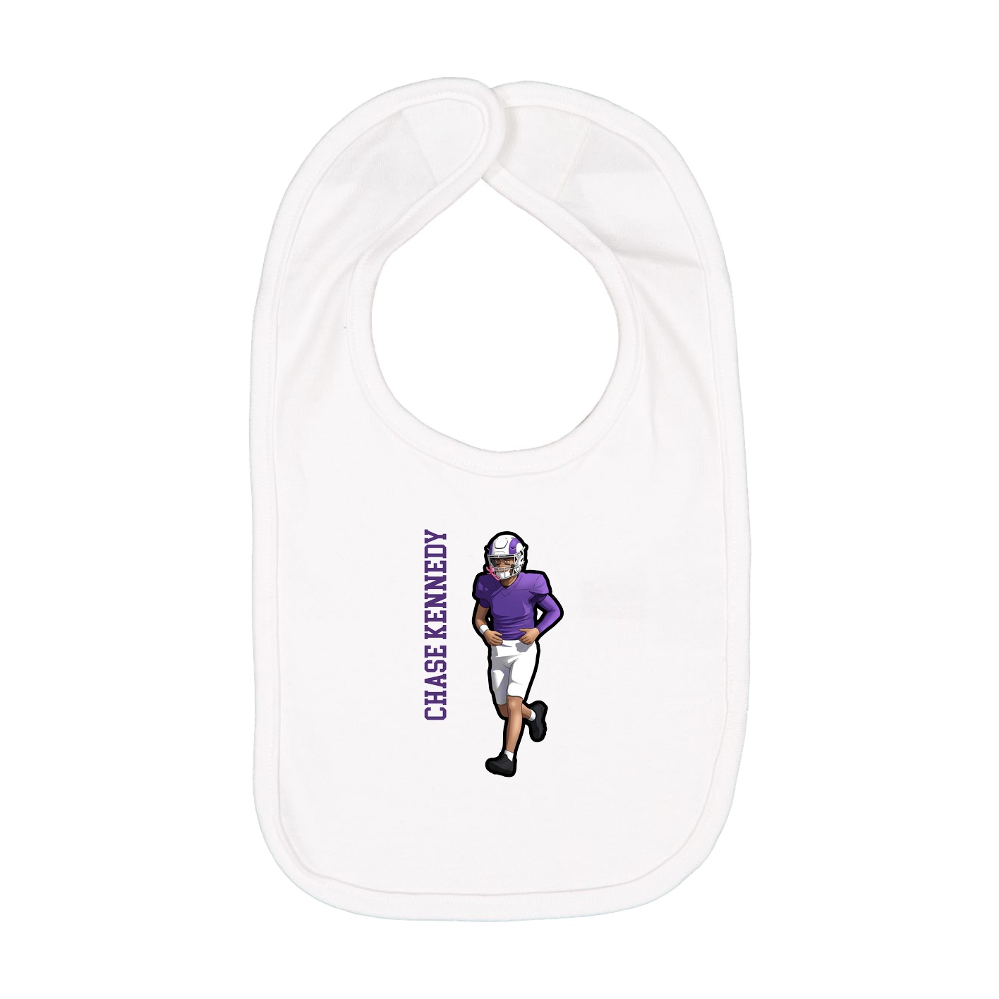 Infant Bib — Name Vertical in White