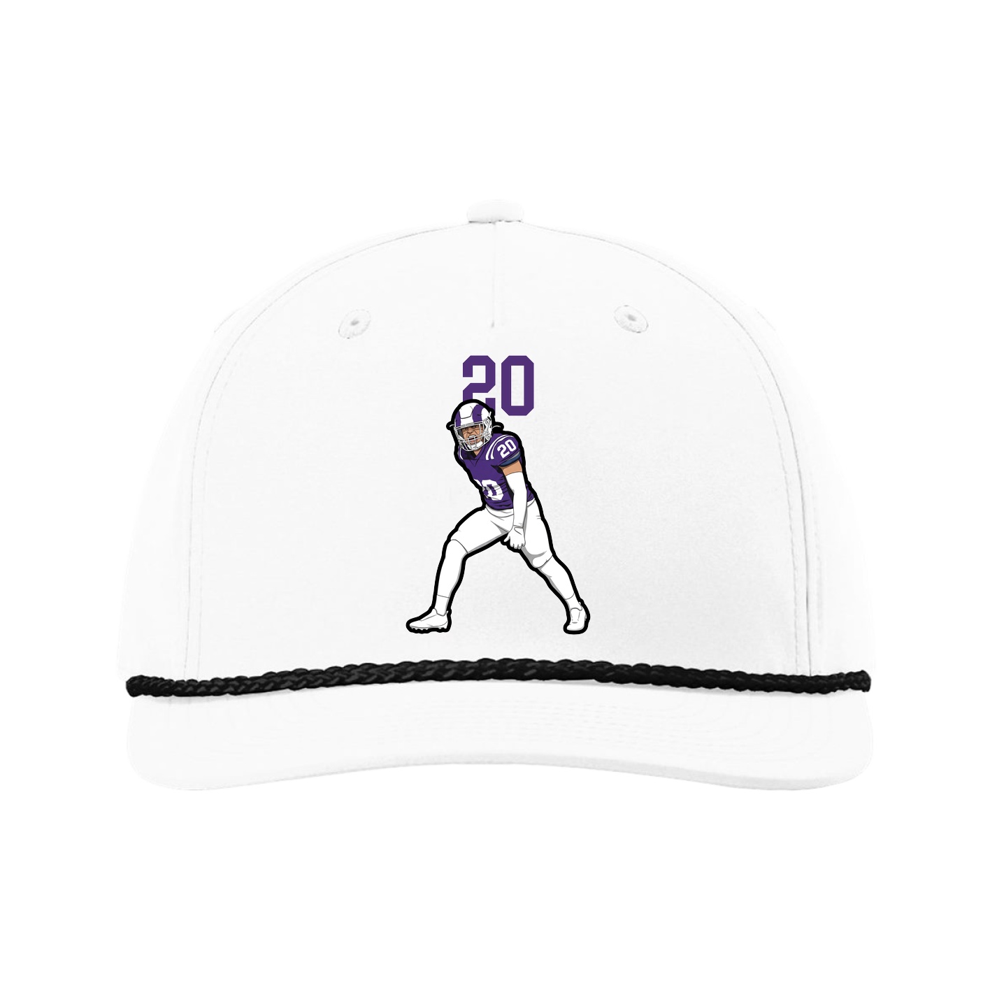 Five-Panel Classic Rope Cap — Number Top in White