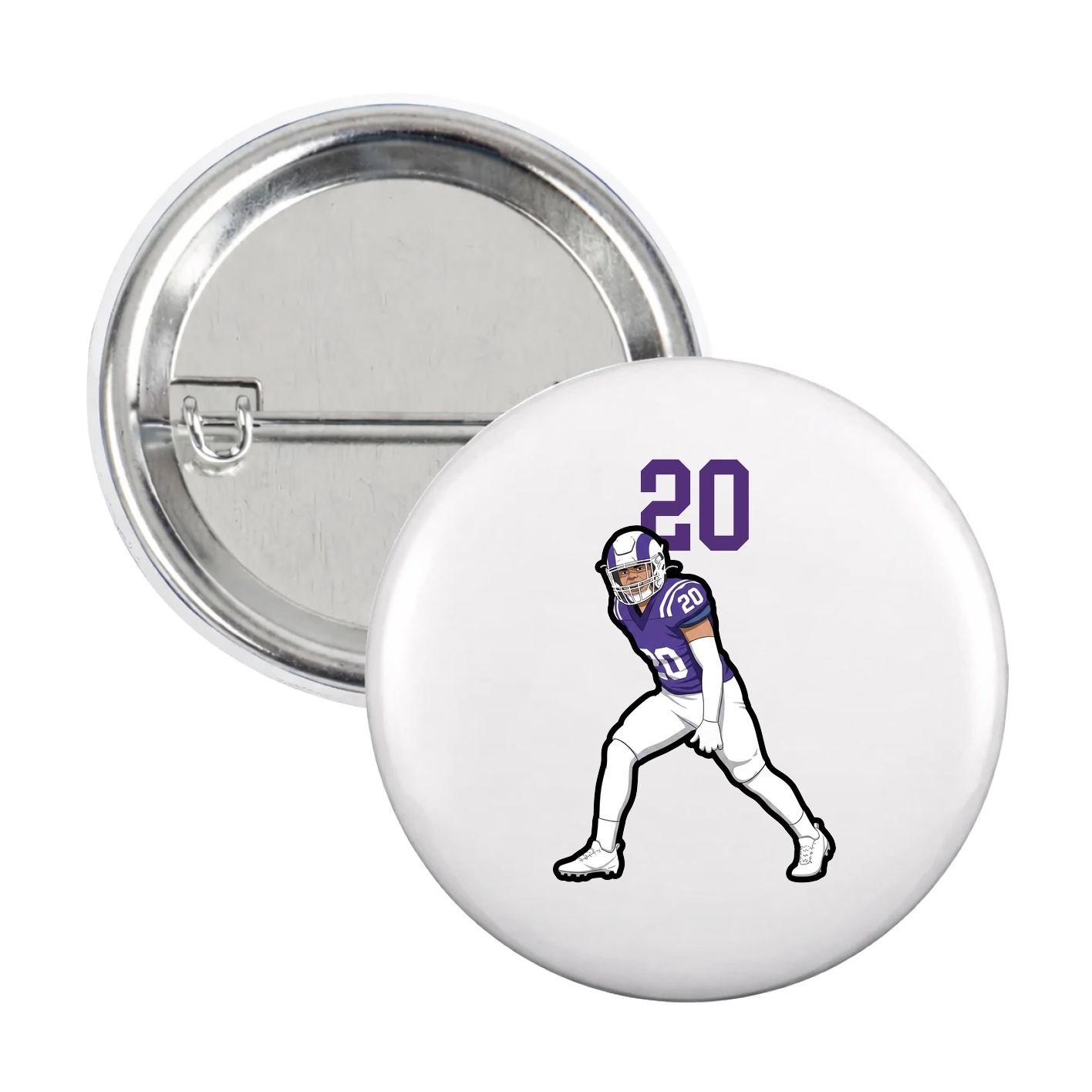 Game Day Button — Number Top in White