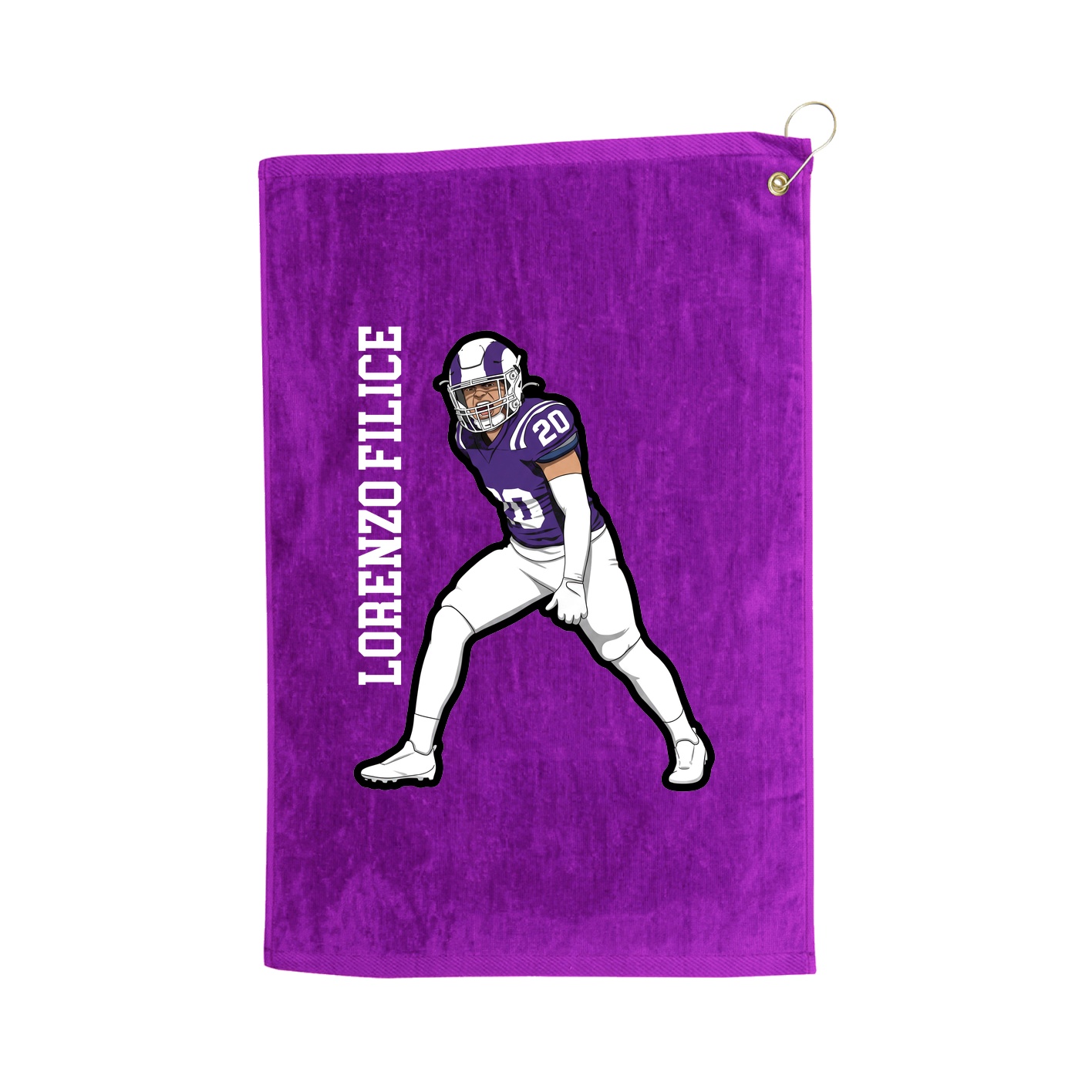 Golf Towel — Name Vertical in Purple