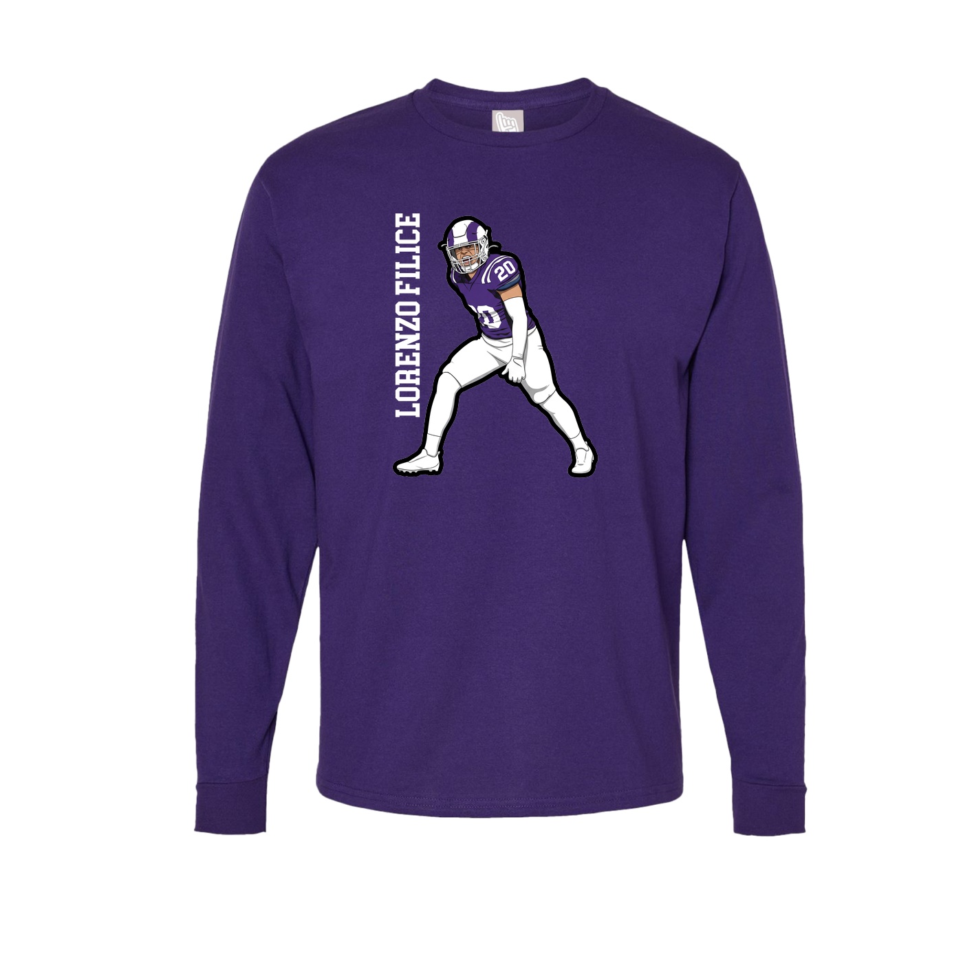 Long Sleeve Tee — Name Vertical in Purple
