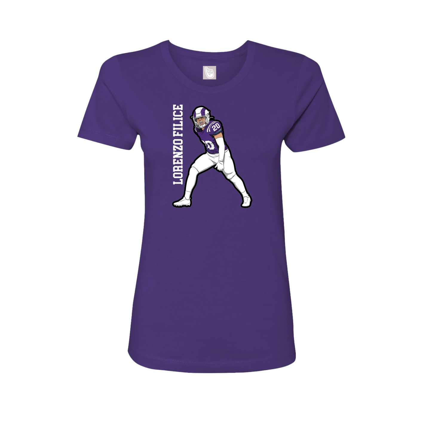 Fitted Women's Tee — Name Vertical in Purple