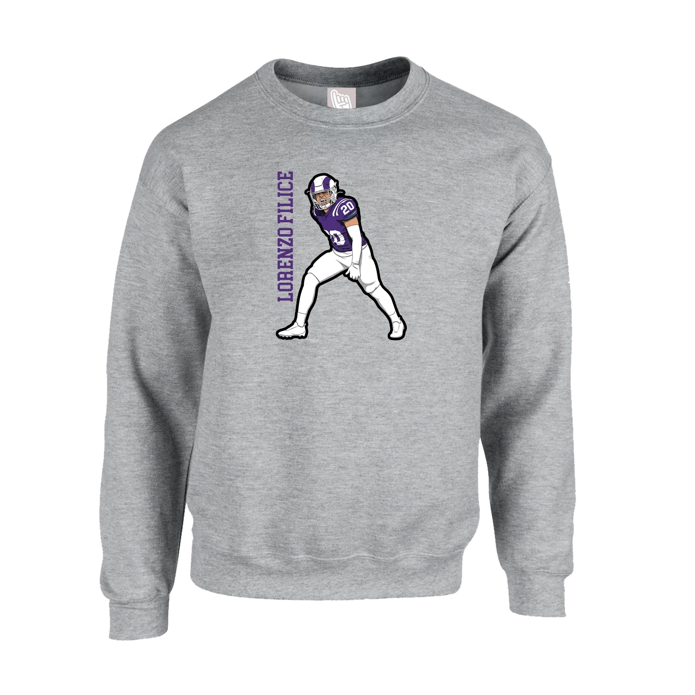 Fleece Crew — Name Vertical in Grey