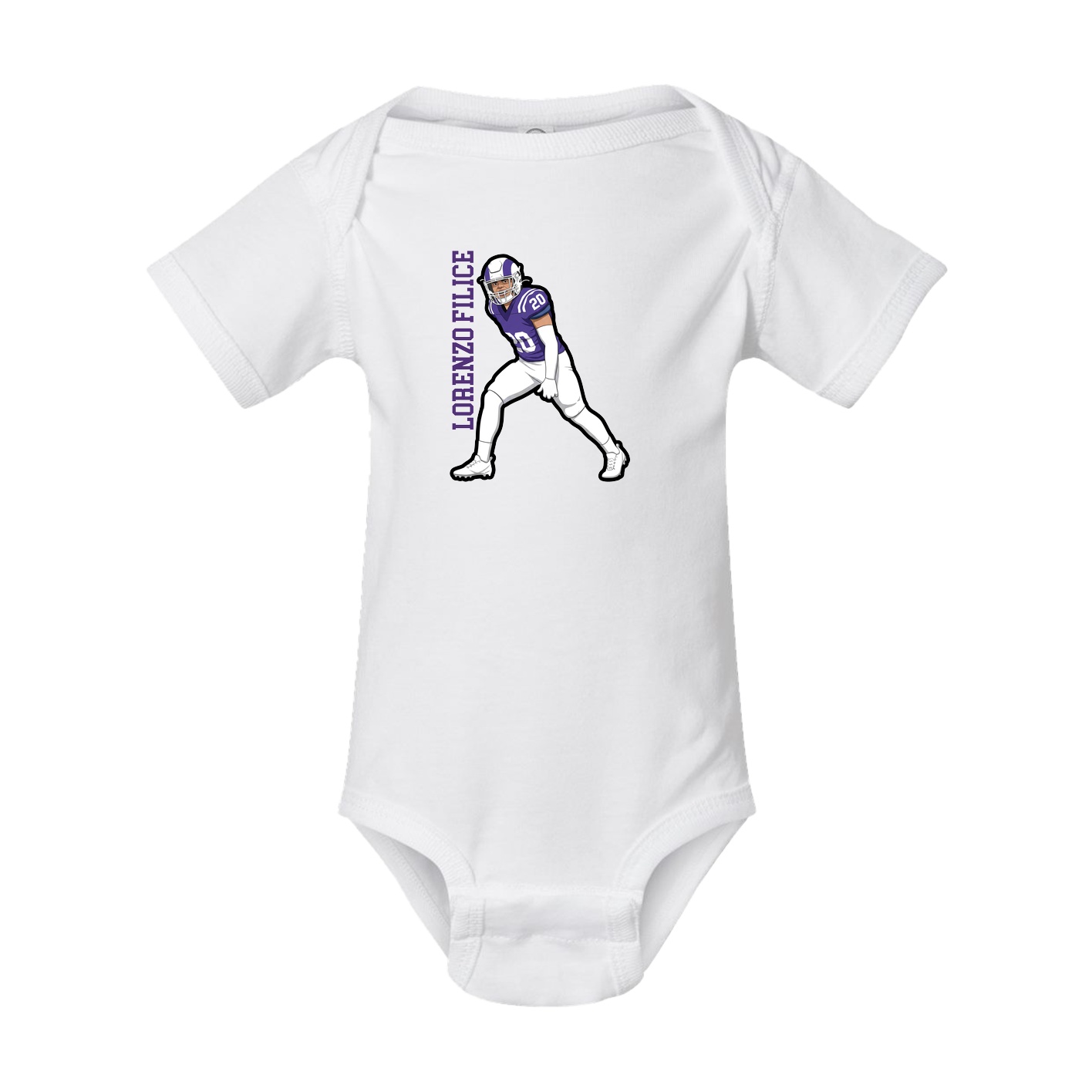 Baby Onesie — Name Vertical in White
