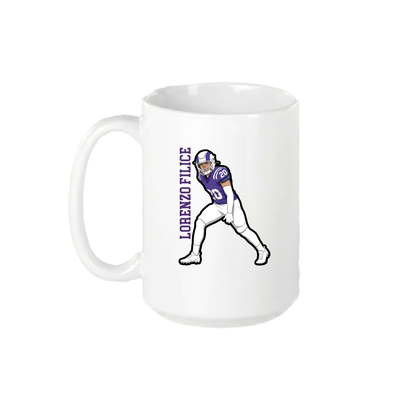 15oz Coffee Mug — Name Vertical in White