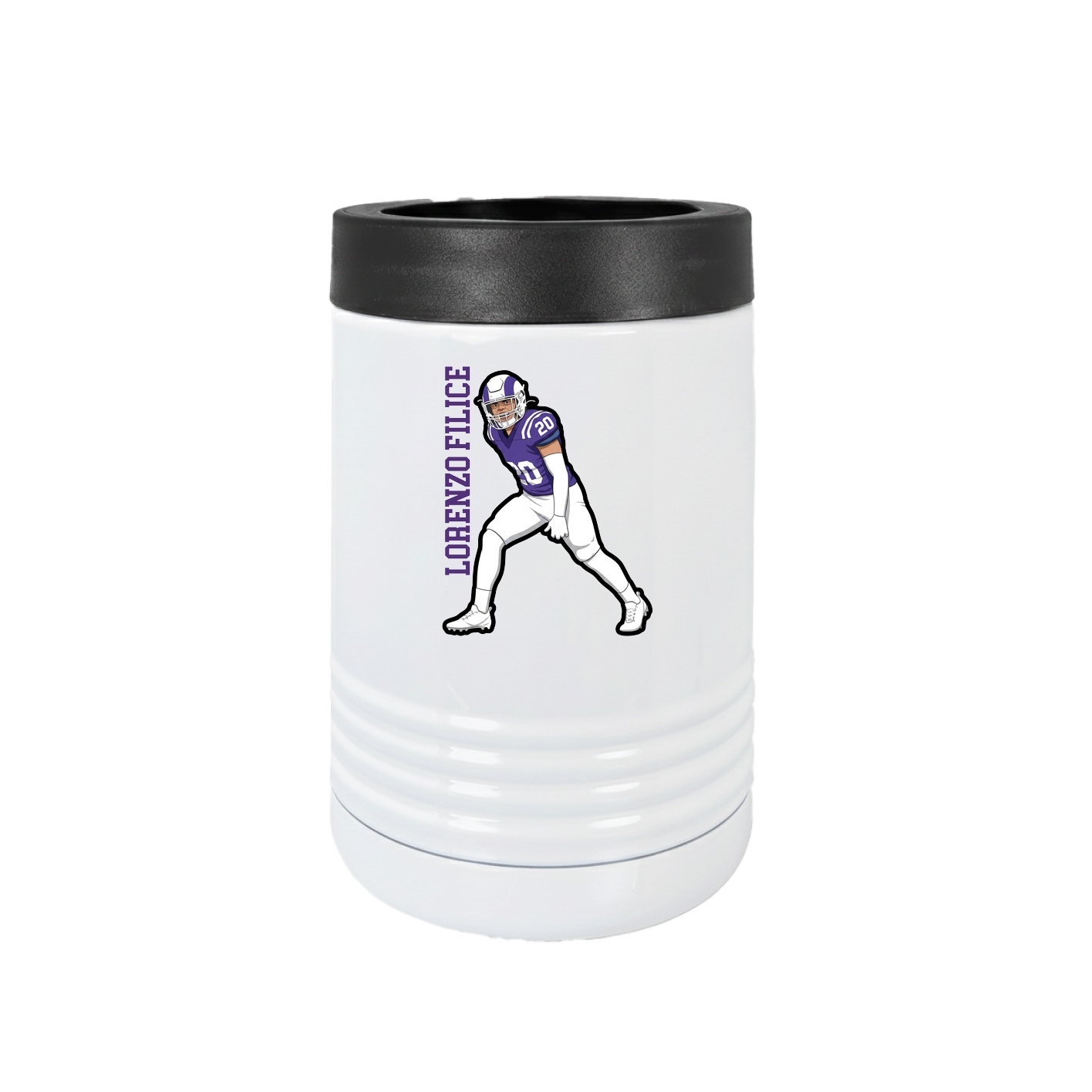 Beverage Holder — Name Vertical in White