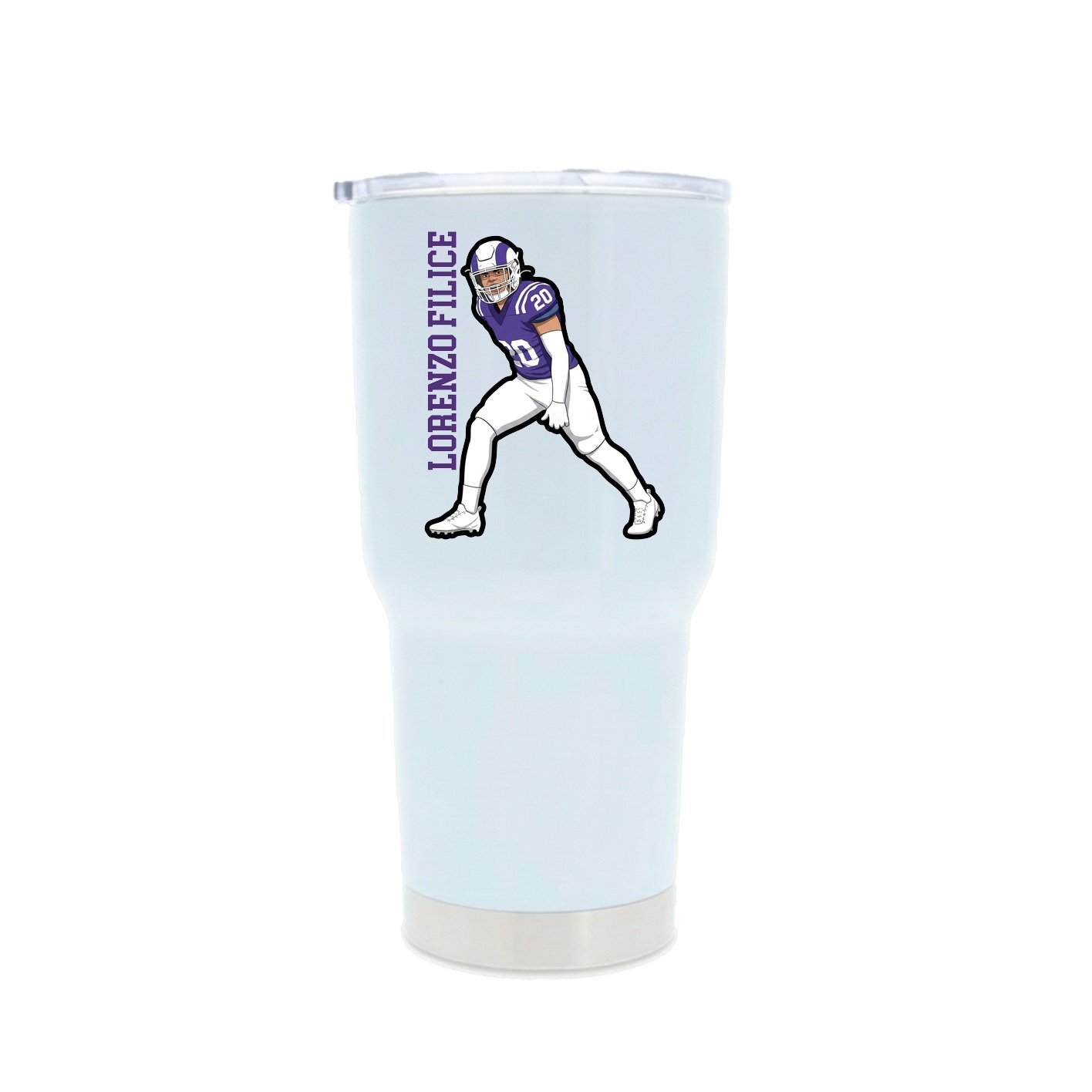 30oz Stainless Steel Tumbler — Name Vertical in White