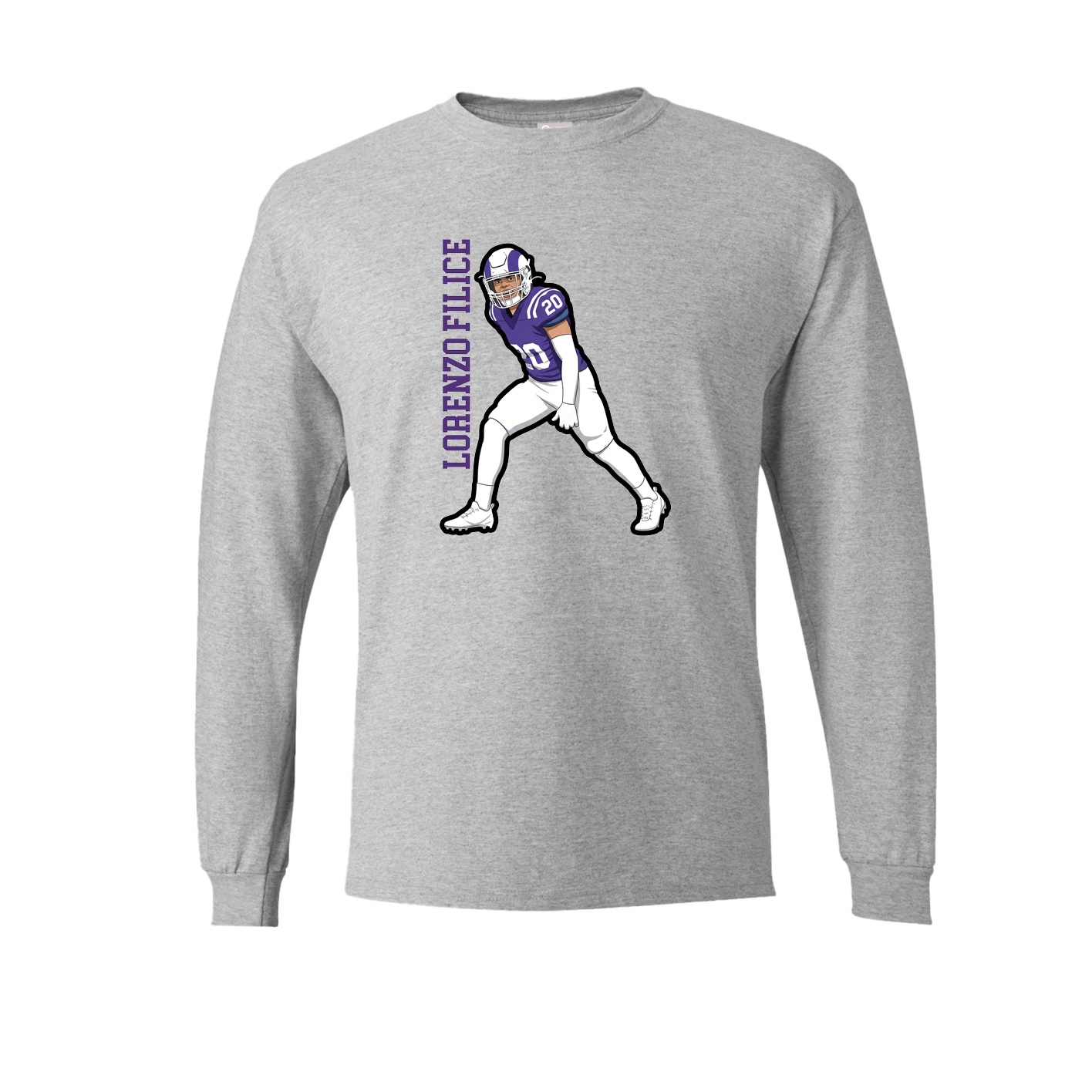 Long Sleeve Tee — Name Vertical in Grey